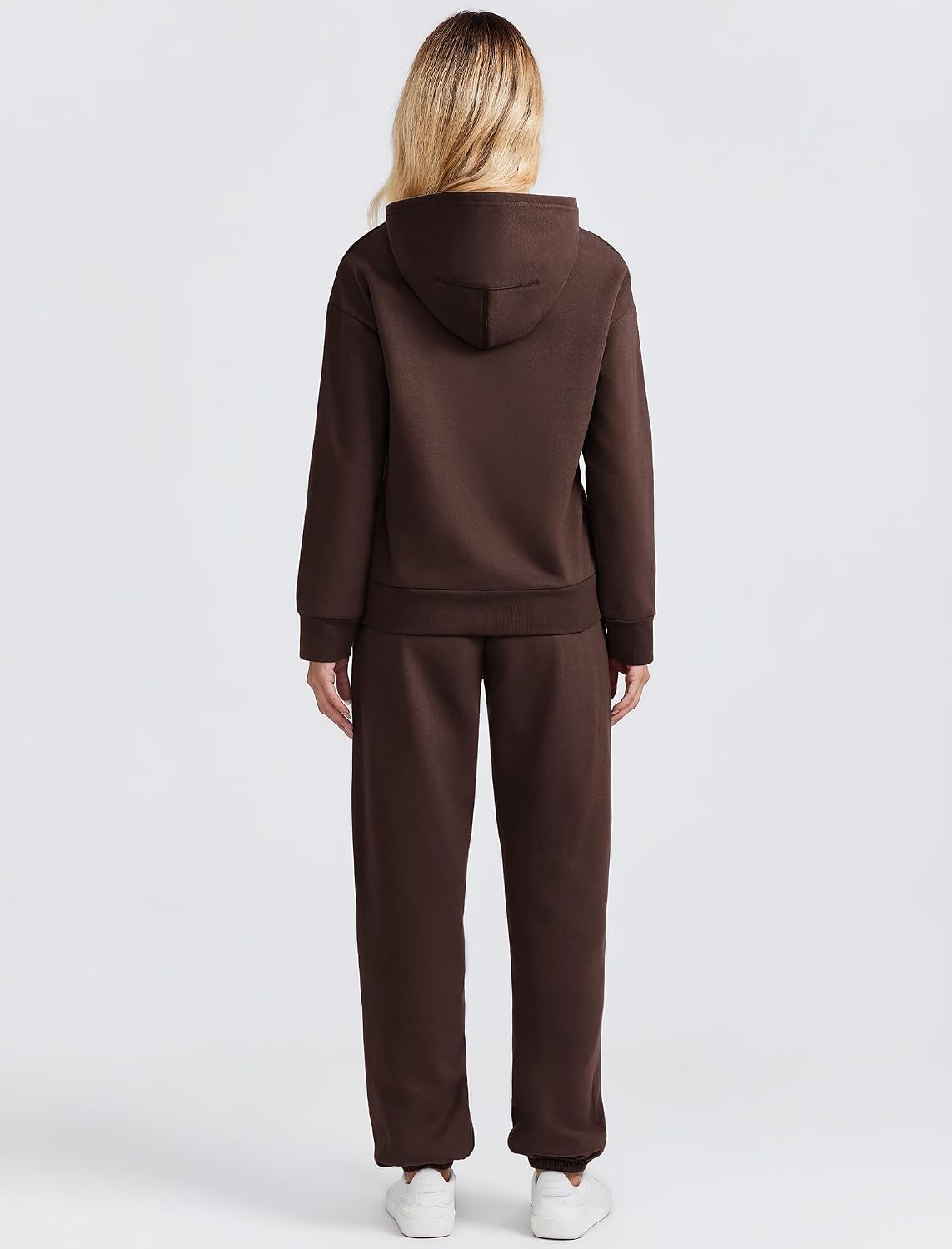 Detalle de PINSPARK Women's Fleece Lounge Set with Drop-Shoulder Hoodie and Joggers
