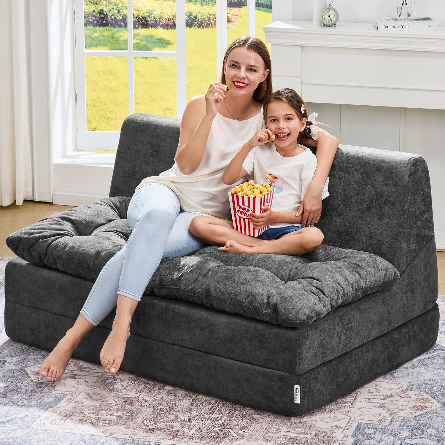 Thumbnail 1 de Hobestluk NEW096 Folding Sofa Bed, Graphite Chenille Floor Lounger