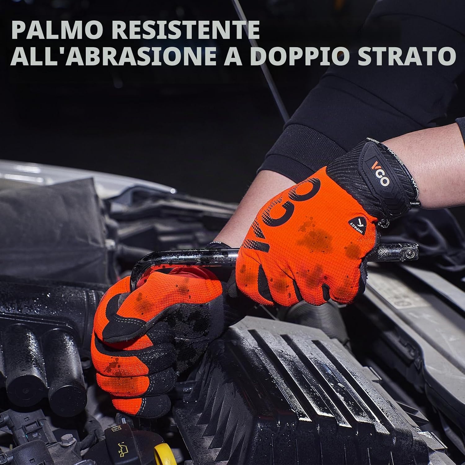 Detalle de VGO Guanti da Lavoro Antivibranti Uomo (M) con Touchscreen – Protezione nocche e palmo 3-strati
