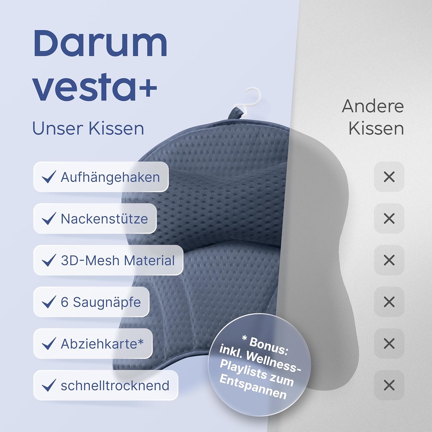 Thumbnail 4 de Vesta+ Badewannenkissen Nachtblau L 🛀