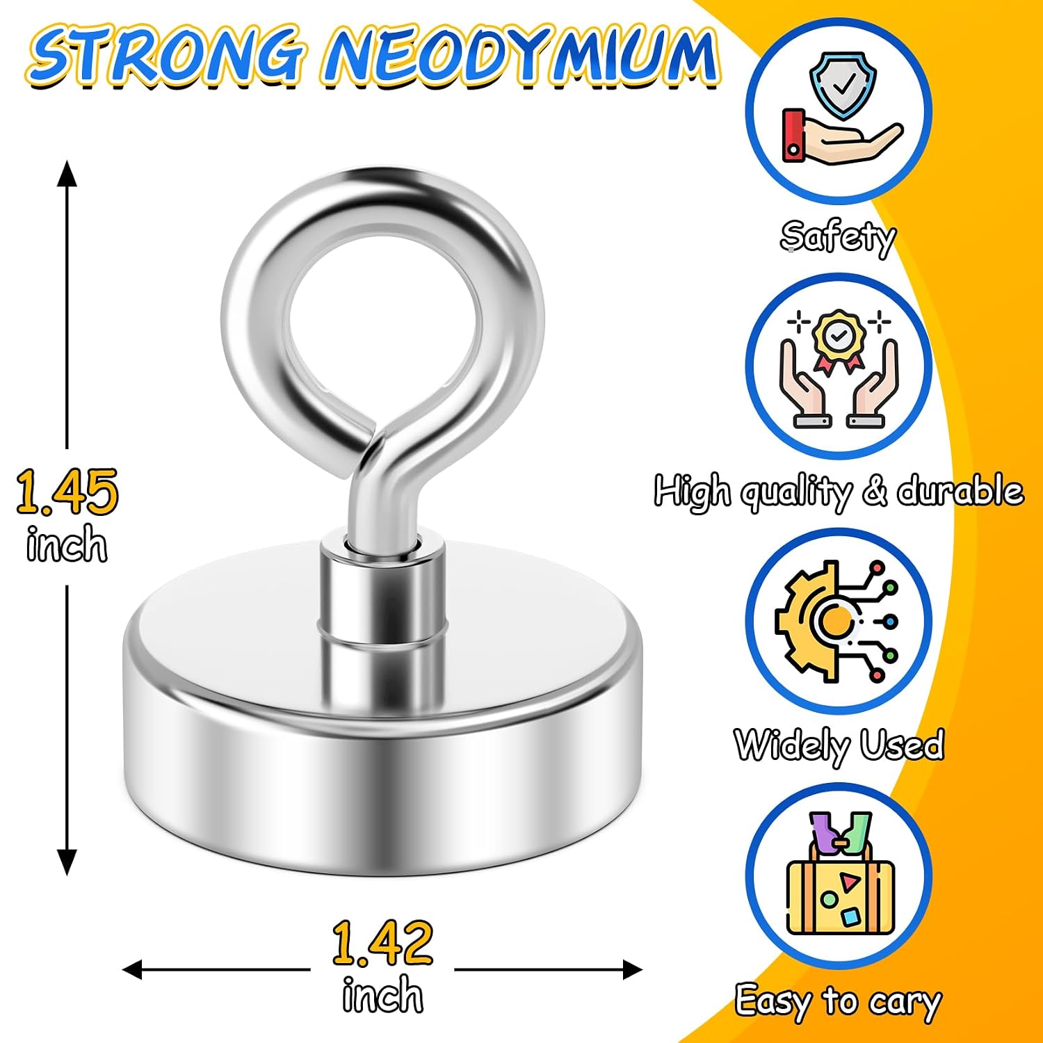 Detalle de Grtard 68kg Pulling Fishing Magnet: Durable Neodymium Tool for River Retrievals