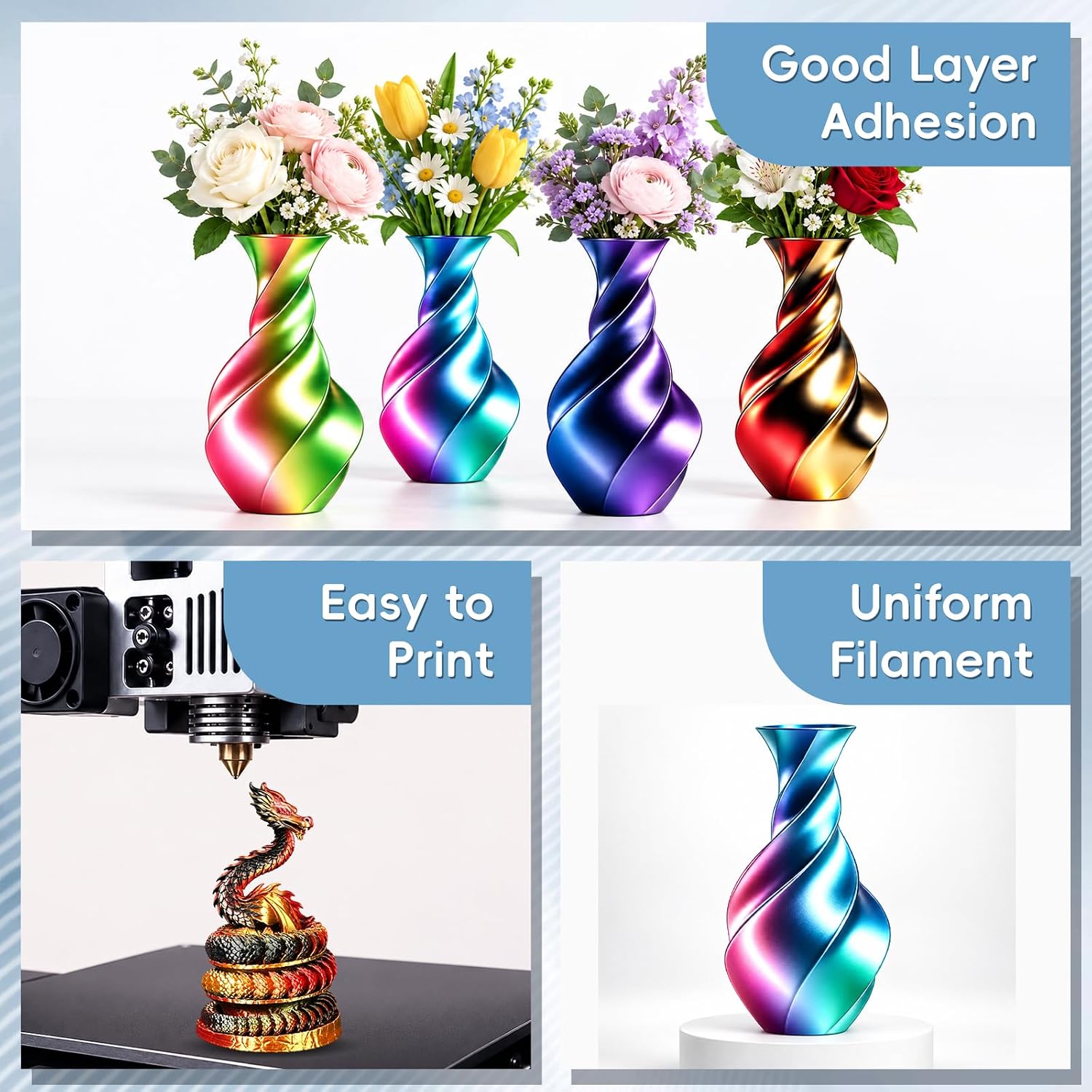 Detalle de UGUESS Silk PLA+ 3D Printer Filament 1.75mm