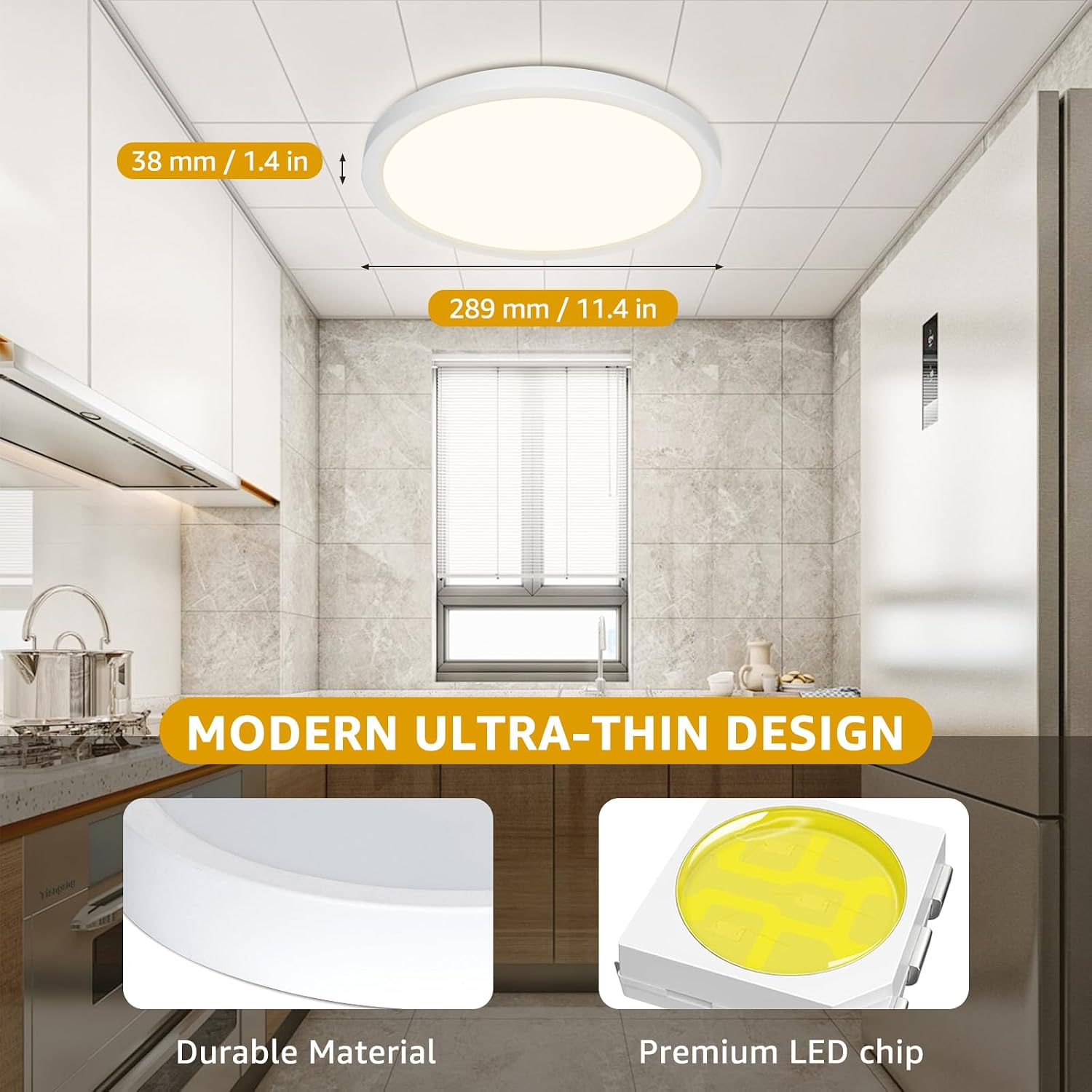 Detalle 2 de Plafón LED de Techo GREAT JACOB 24W, Ø29 cm, 3 Temperaturas de Color (3000K/4000K/6500K) – Lámpara Circular Ultra Delgada