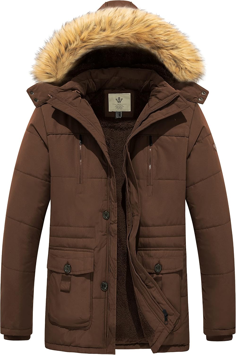 Thumbnail 4 de WenVen Fleece Windbreaker Parka with Removable Hood