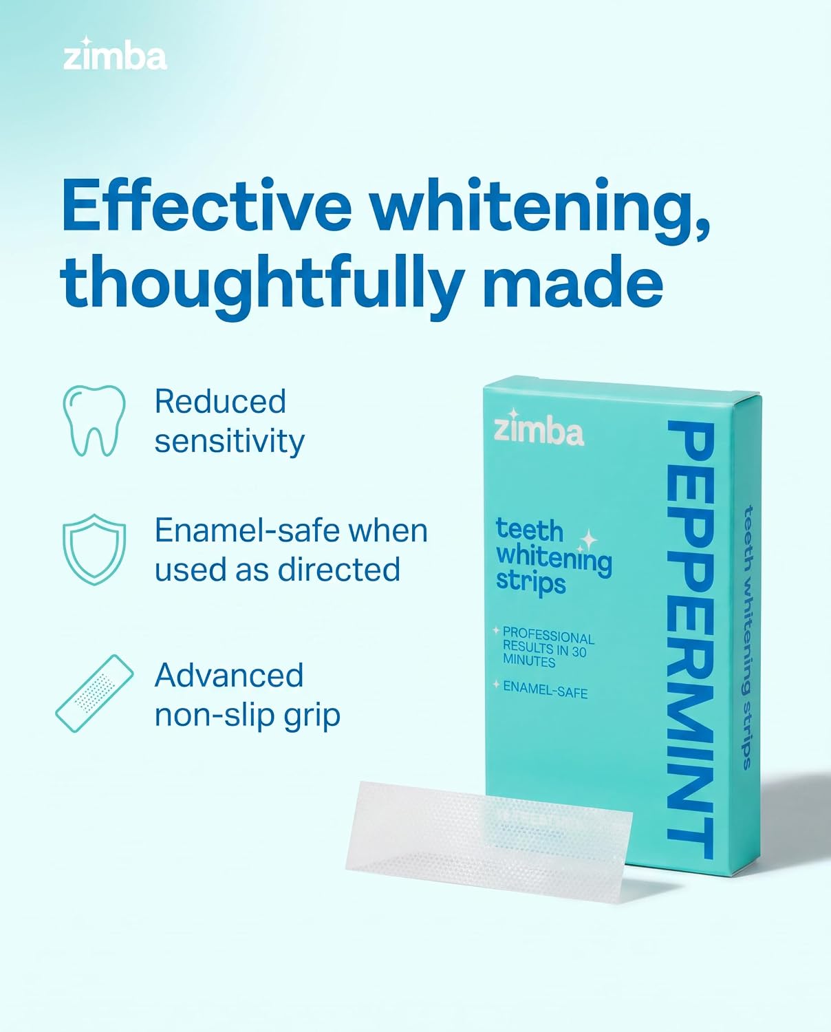 Detalle 2 de Zimba Peppermint Teeth Whitening Strips 14-Day 🦷