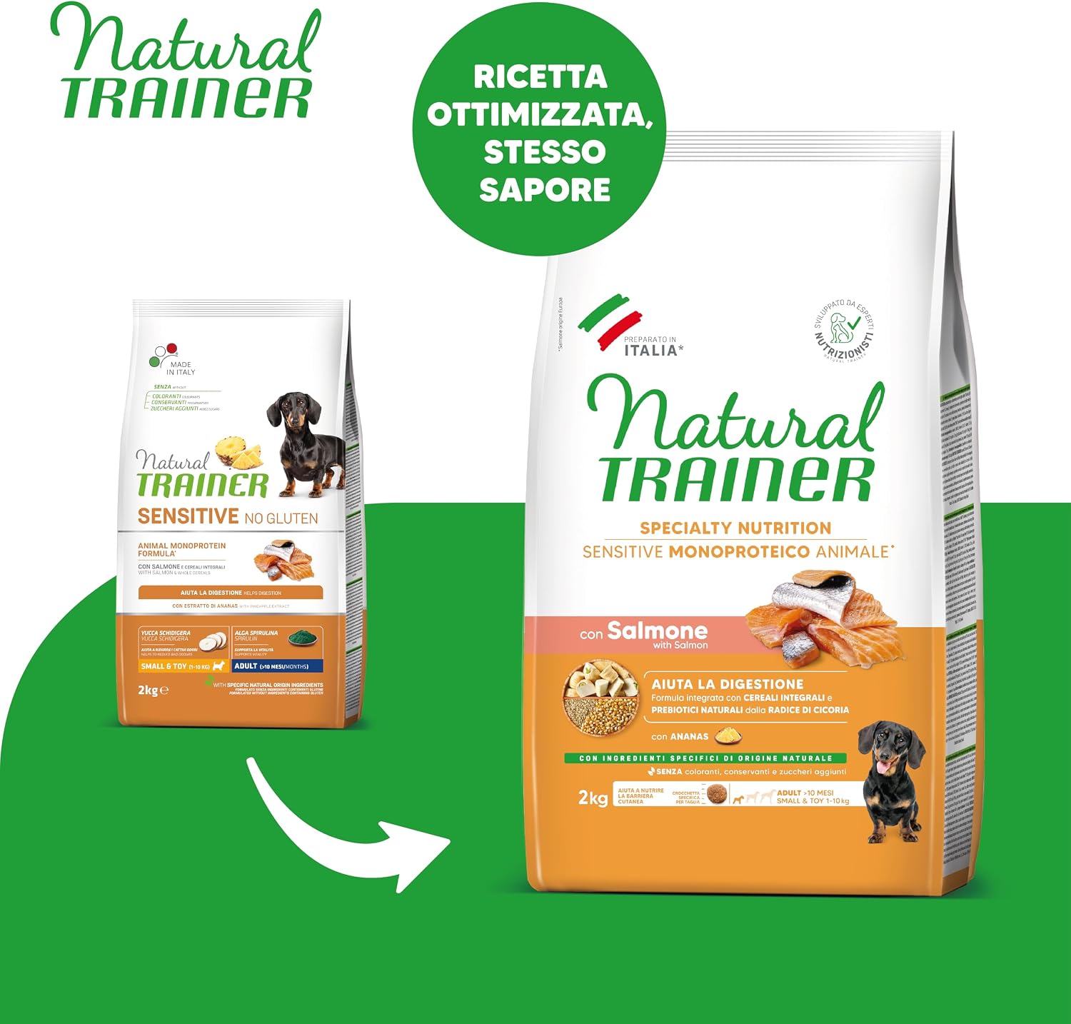 Detalle de Trainer Sensitive No Gluten Smalltoy Adult con Salmone e Cereali Integrali – 2 kg