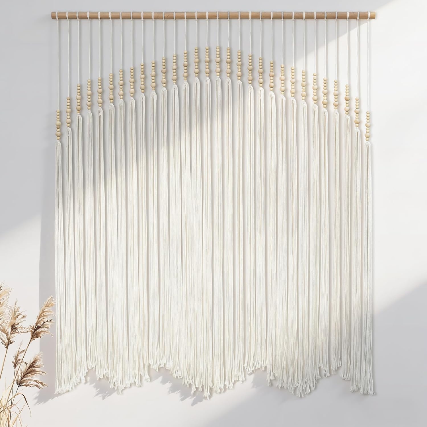 Detalle de Betylifoy Large Macrame Wall Hanging, Beige Cotton Tassels, 38.6 x 38.6 in