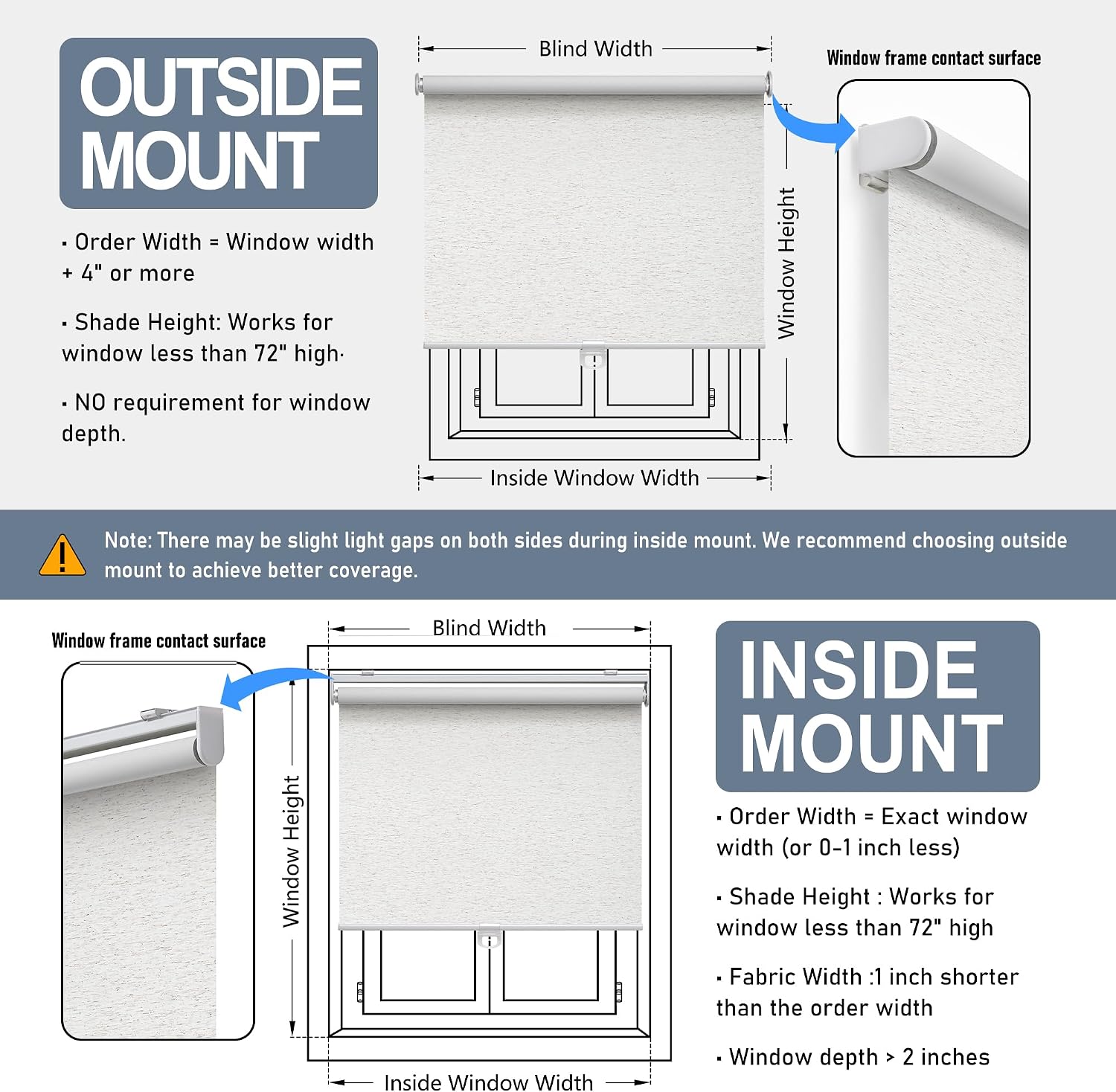 Thumbnail 5 de Natural Linen Roller Shade 27" x 72" blackout for doors/windows 🪟