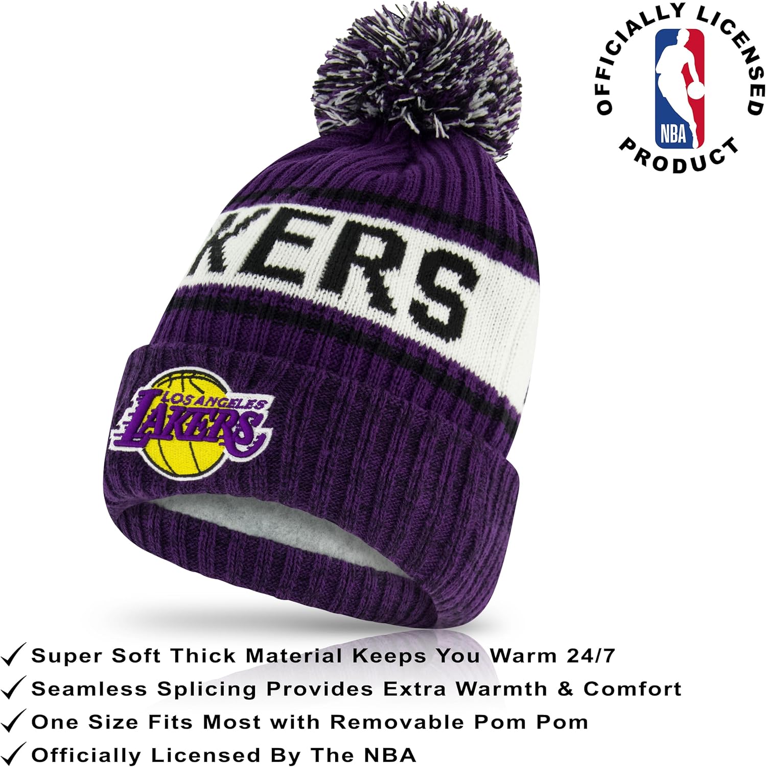 Detalle de Ultra Game Youth NBA Official Super Soft Winter Beanie Knit Hat with Extra Warm Touch Screen Gloves