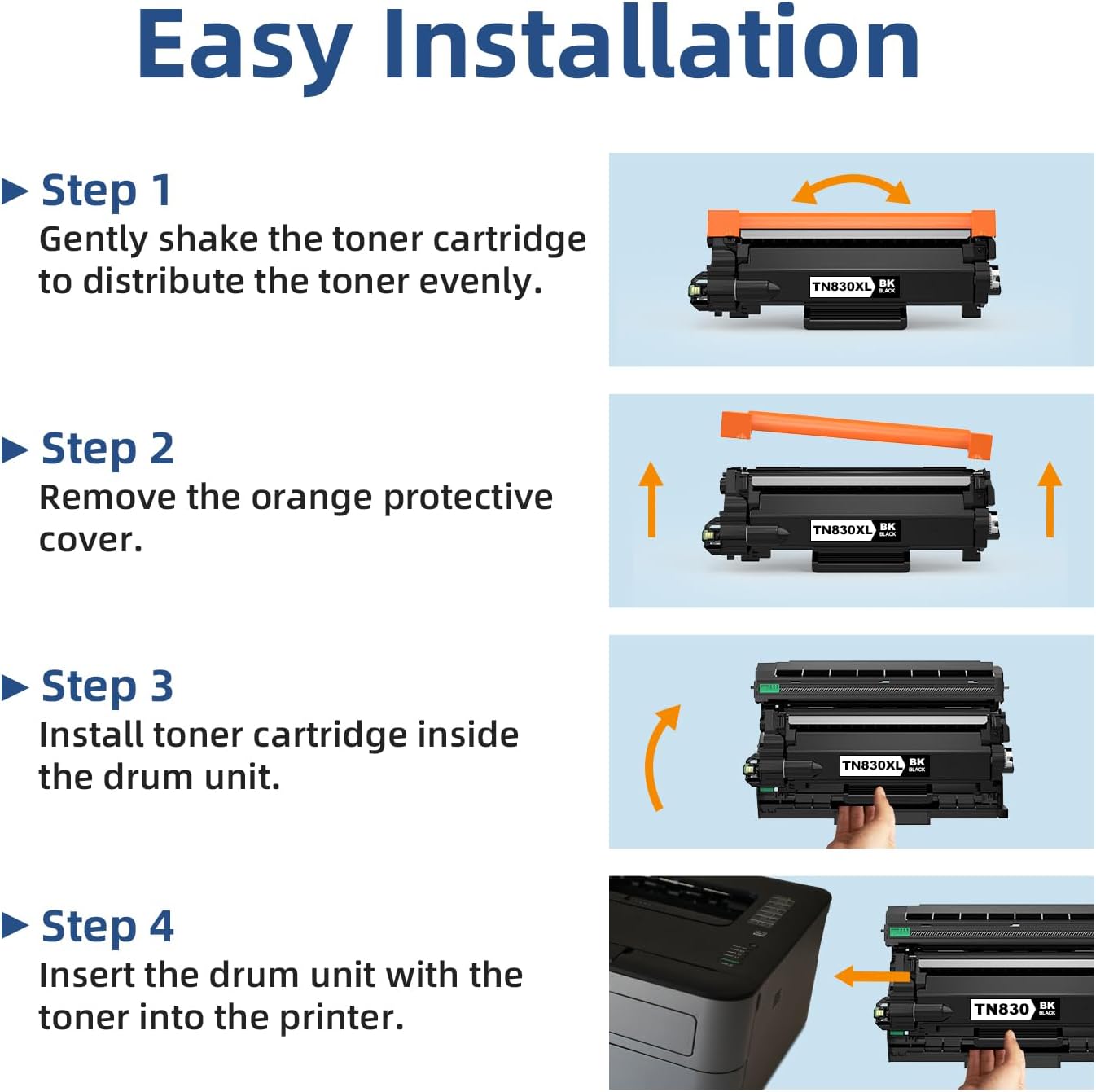 Detalle 2 de Skydo TN830XL Black Toner Cartridges, 2-Pack, Smart Chip, Up to 3,000 Pages