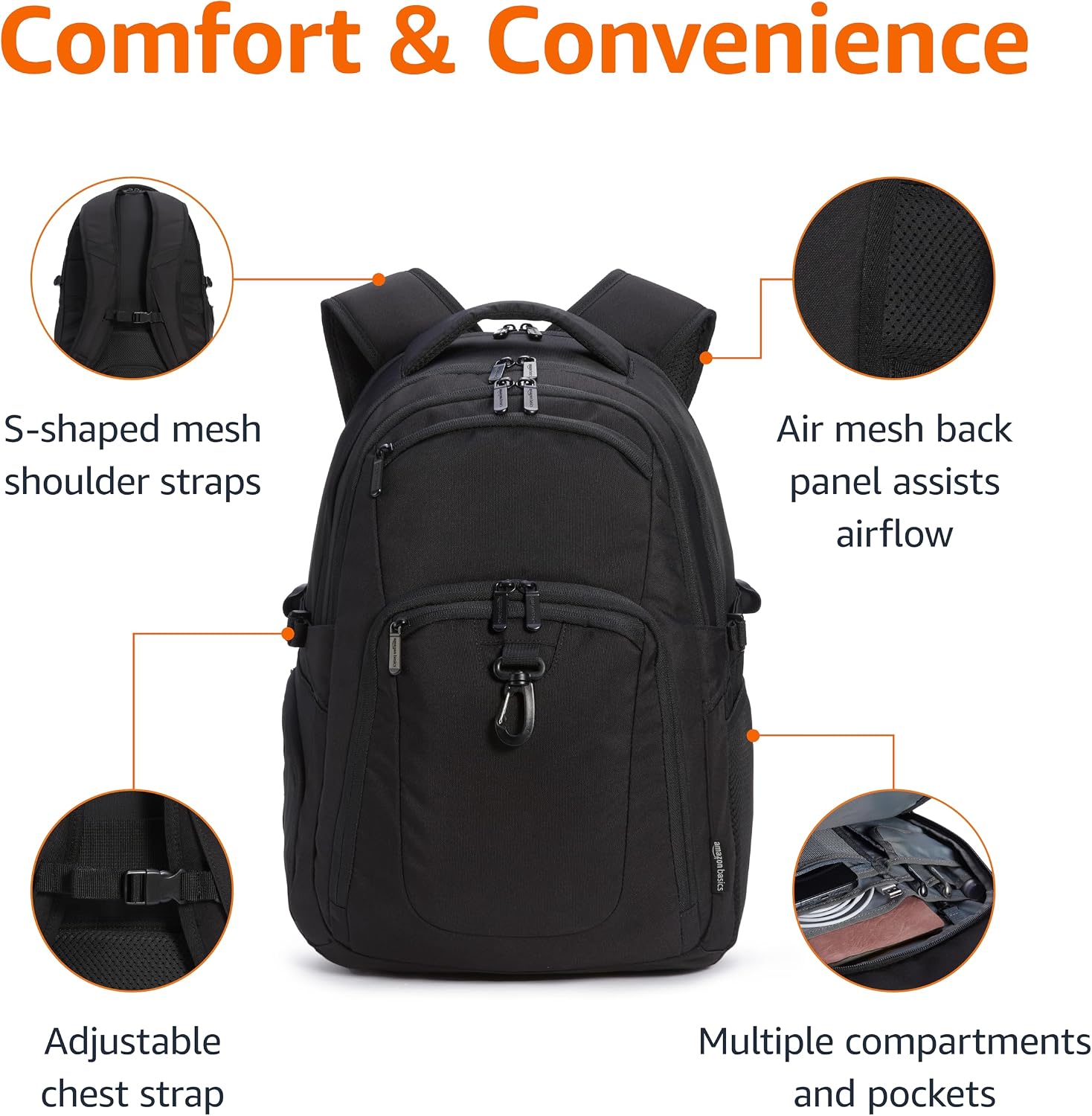 Thumbnail 1 de Amazon Basics 17-Inch Laptop Backpack: Water-Resistant, Structured Rucksack for Work, School and Travel