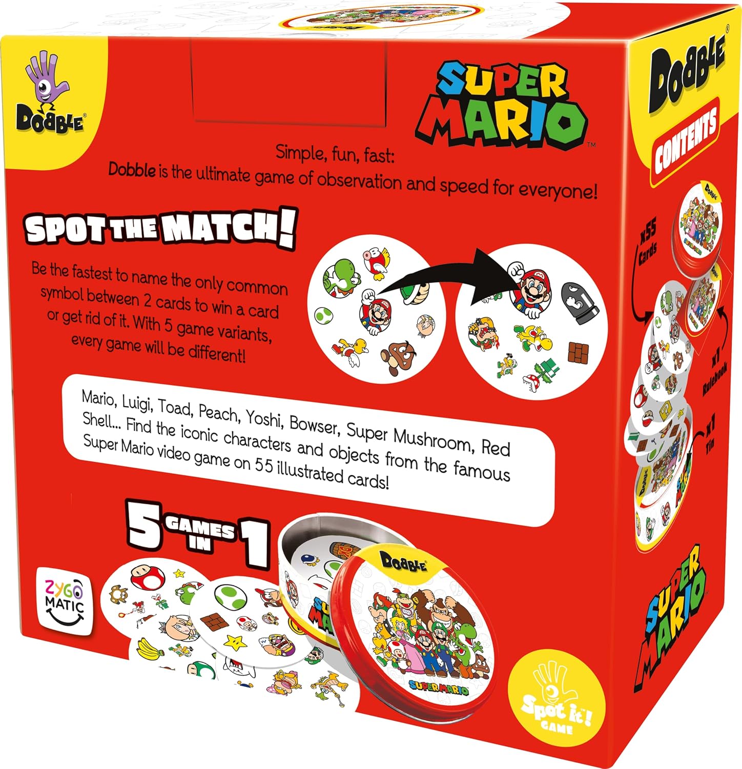 Detalle 1 de Dobble Super Mario Family Card Game for 2–8 players
