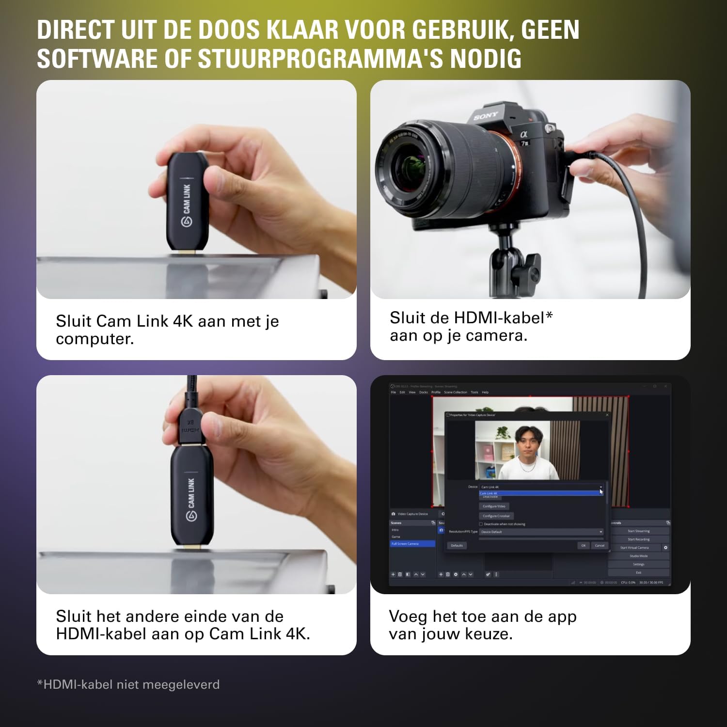 Thumbnail 5 de Elgato Cam Link 4K capturekaart voor HDMI-camera’s, USB 3.0 en 4K