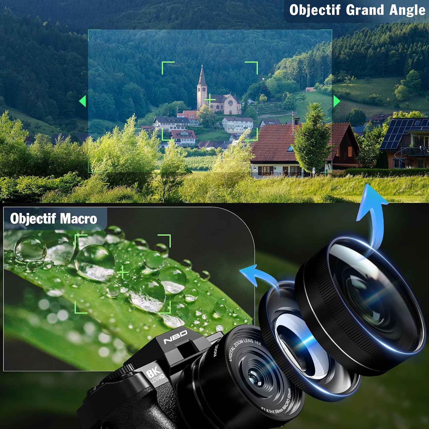 Thumbnail 5 de NBD Appareil Photo numérique 8K 64MP avec autofocus et zoom 16x - Noir