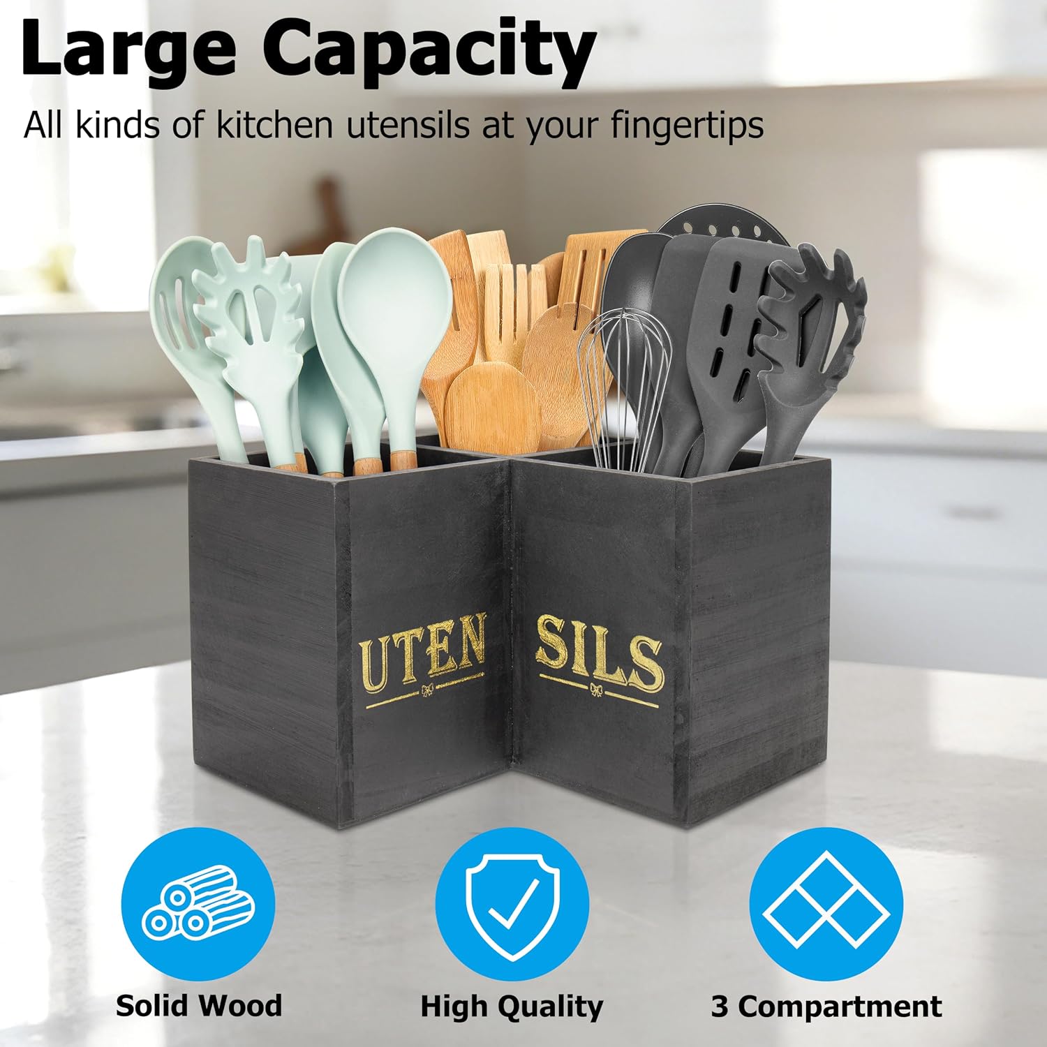 Detalle de RedCall Utensil Holder with 3 Compartments