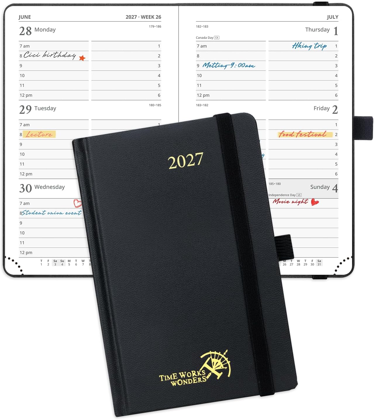 Detalle de POPRUN 2027 Pocket Planner, Weekly and Monthly, 4" x 6.25", Hardcover