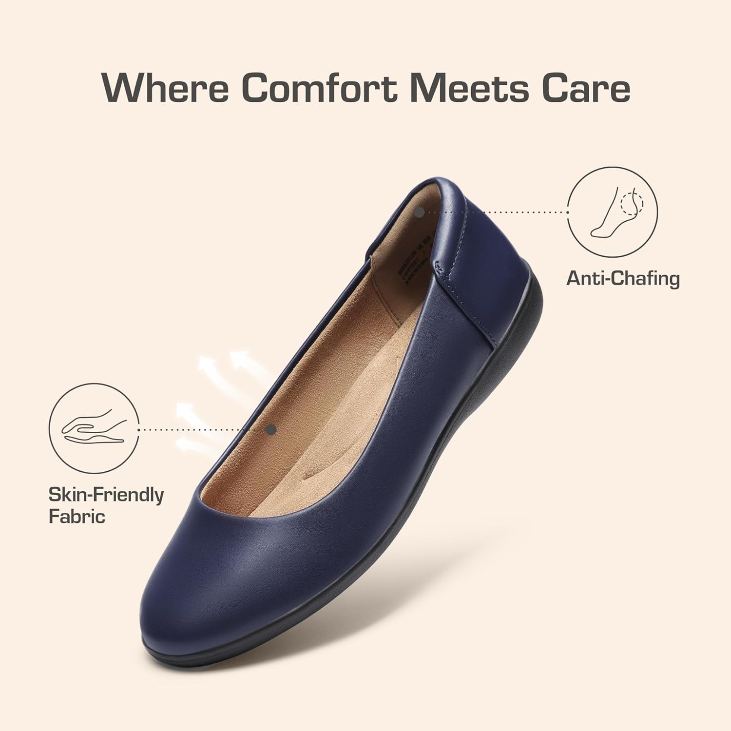Detalle 2 de DREAM PAIRS Damen Flats mit gepolsterter Schaumsohle – rutschfeste TPR-Sohle & weiches Innenfutter