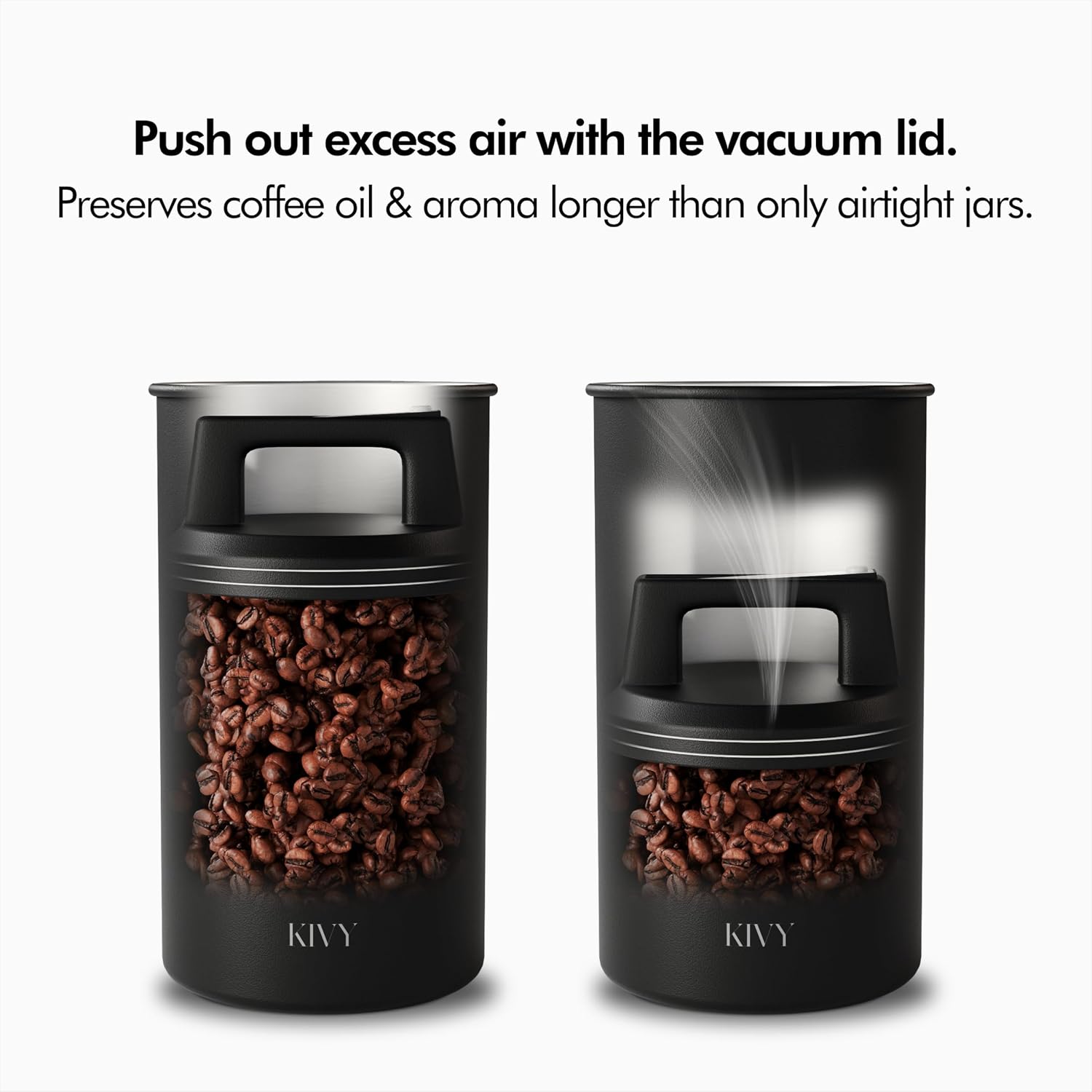 Detalle 2 de KIVY Vacuum Coffee Canister 1L airtight jar