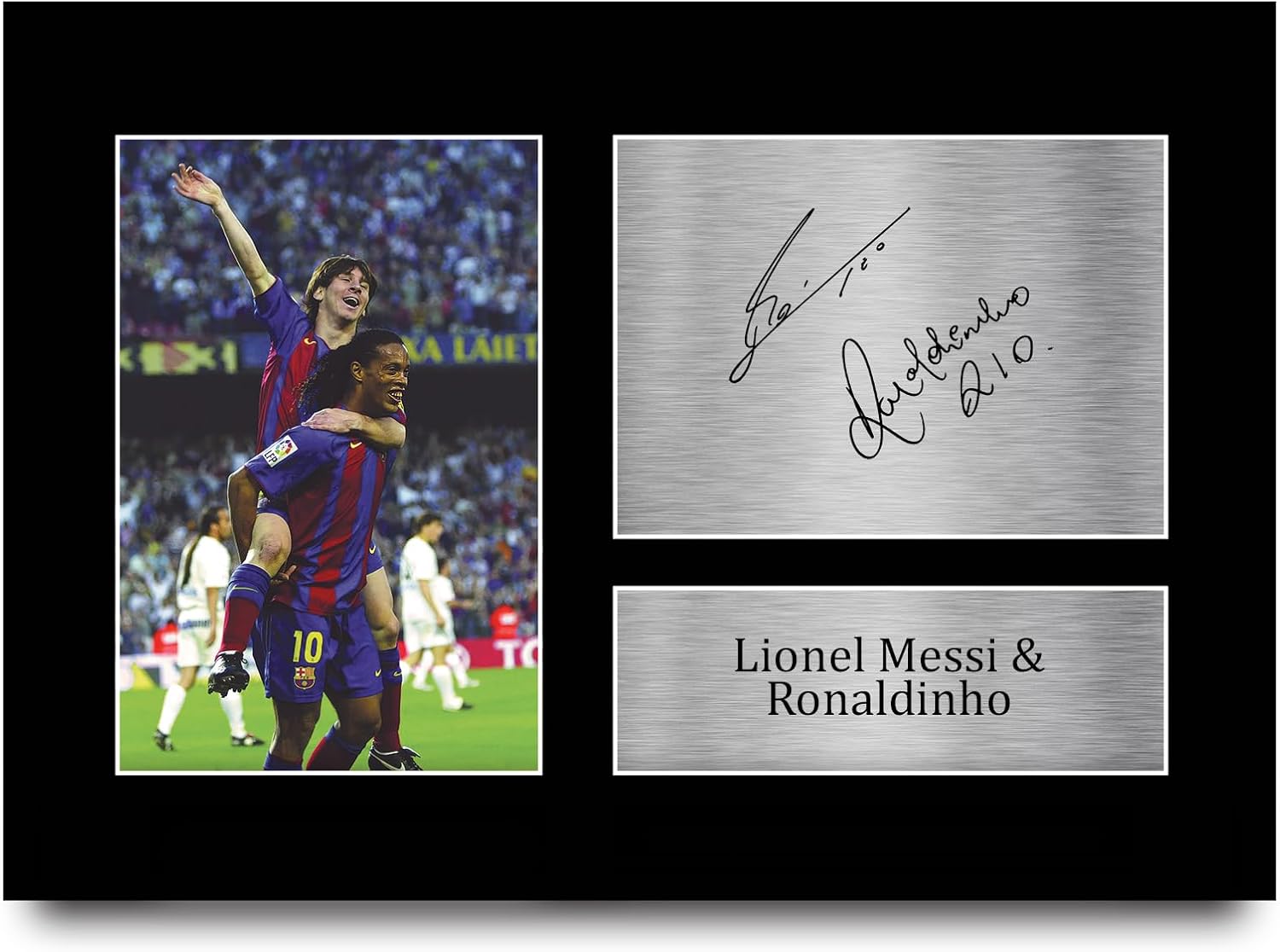 HWC Trading A4 Lionel Messi & Ronaldinho Barcelona printed signed autograph picture (A4)