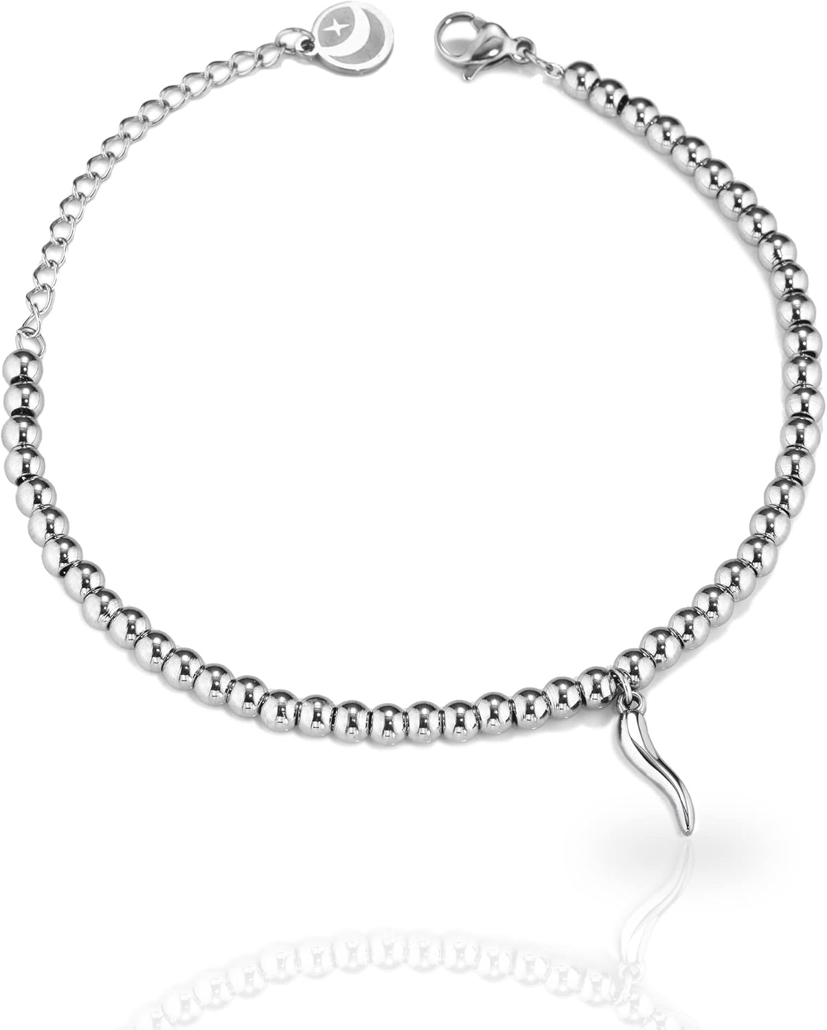 Detalle de inSCINTILLE Corni Bracciale Donna in Acciaio Inossidabile con Corno Portafortuna – Regalo Portafortuna