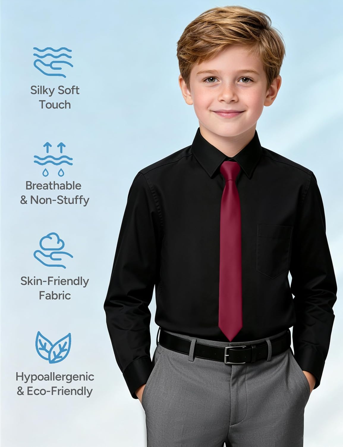 Detalle 1 de Boys' Long-Sleeve Dress Shirt and Tie Set
