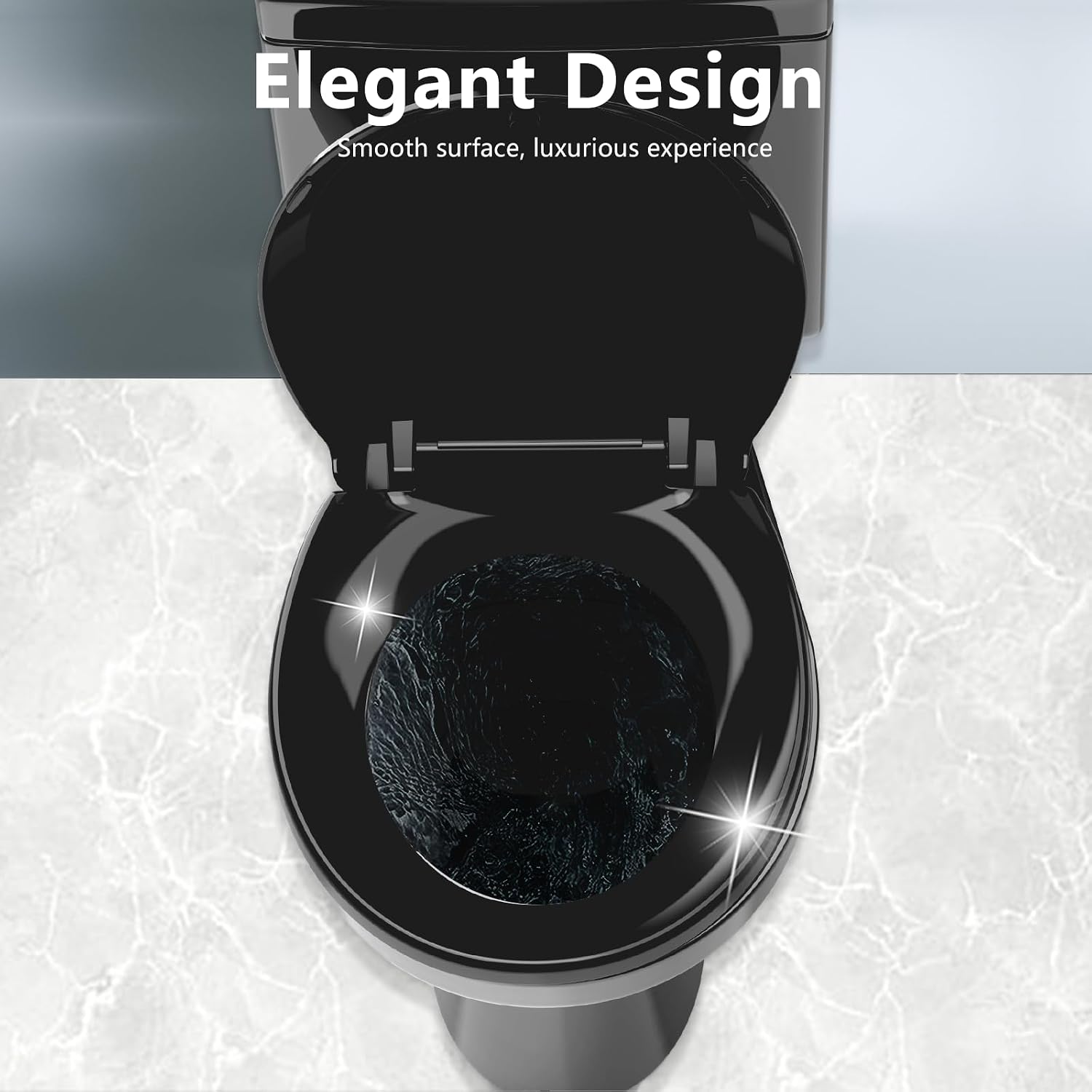 Detalle de Aünsffer 009-C Round Black Toilet Seat, 16.5-Inch, Slow Close