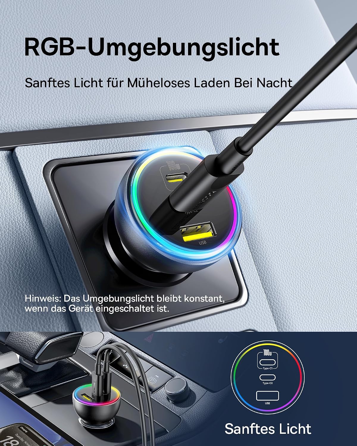 Thumbnail 5 de Baseus 152.5W Zigarettenanzünder USB-C 3 Ports – Hochleistungs-Ladegerät für Auto