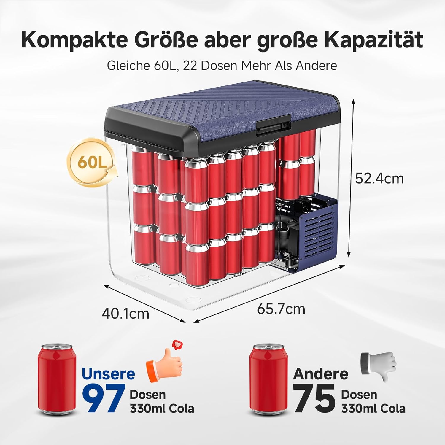 Detalle de AAOBOSI 60L glacière électrique compression −20°C à 20°C
