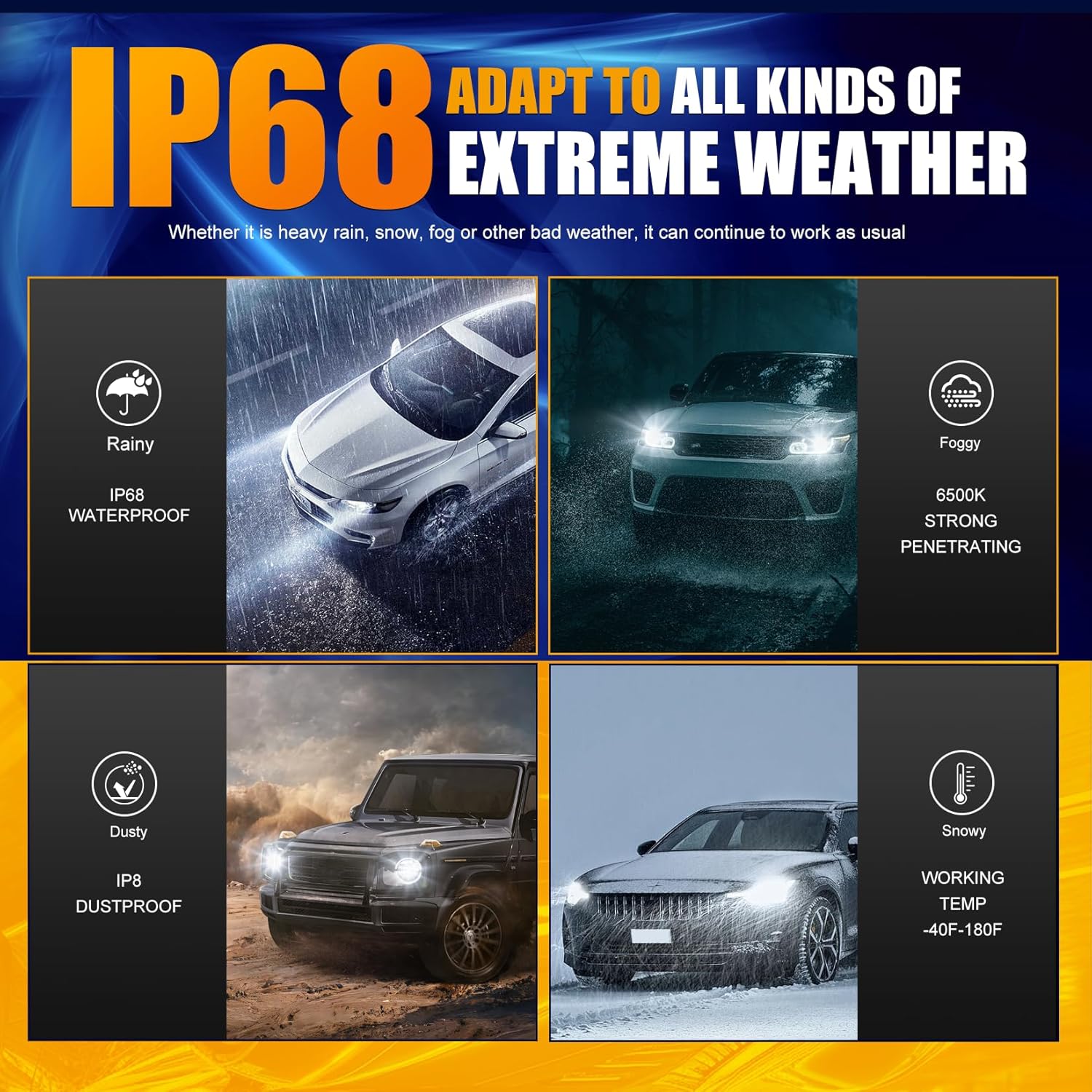 Thumbnail 3 de FREERAP H4 LED Headlight Bulb (9003/HB2) 60W, 6500K cool white, fan-cooled, plug and play (pack of 2)