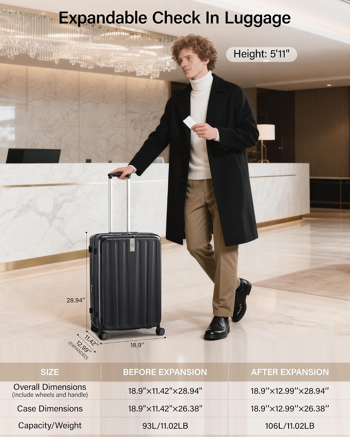 Detalle 2 de Hanke 26 Inch Expandable Hard Shell Luggage