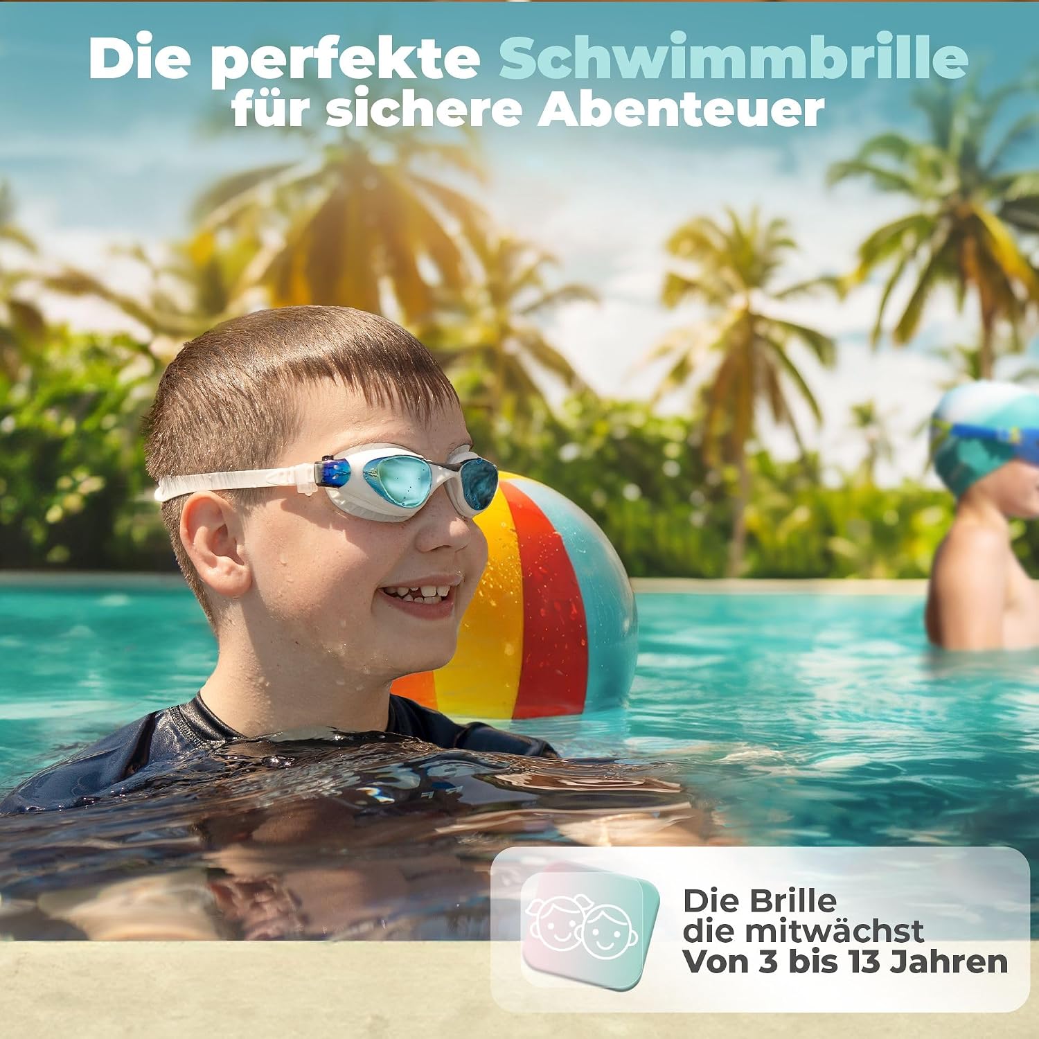 Detalle de KIDVERSE Kinder-Schwimmbrille (3 bis 13 Jahre) mit UV-Schutz und Anti-Beschlag