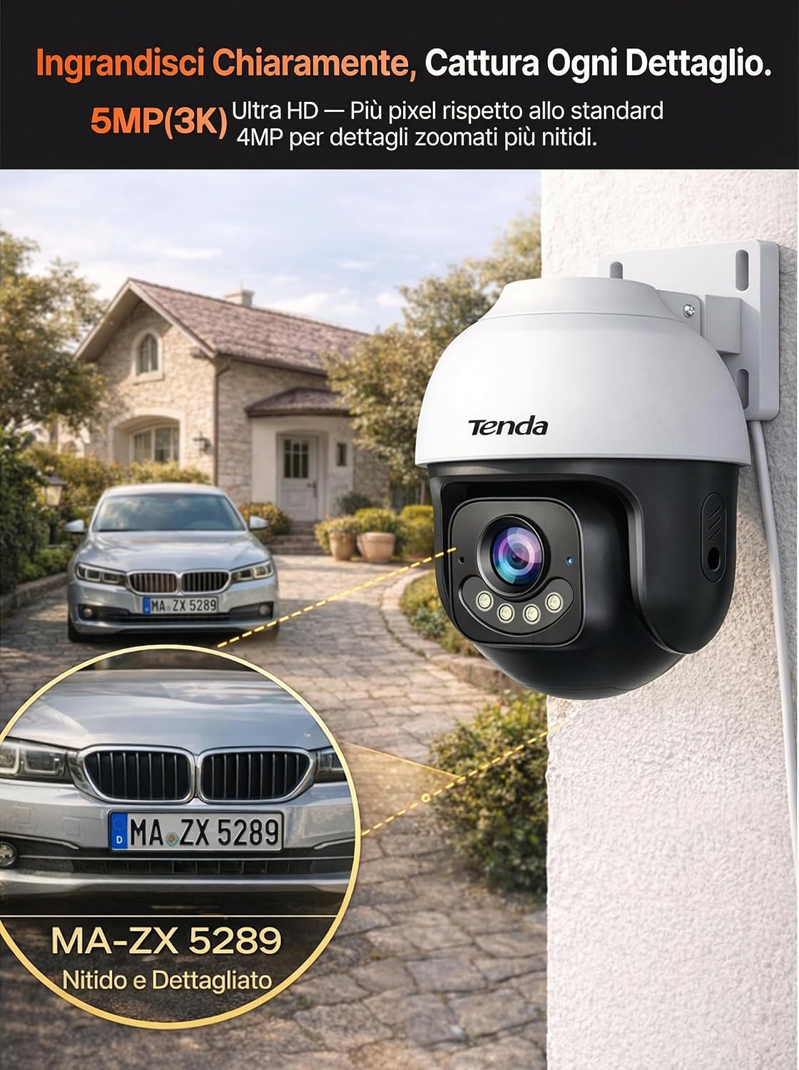 Detalle de Telecamera Wi‑Fi esterna 3K 5MP PTZ Tenda