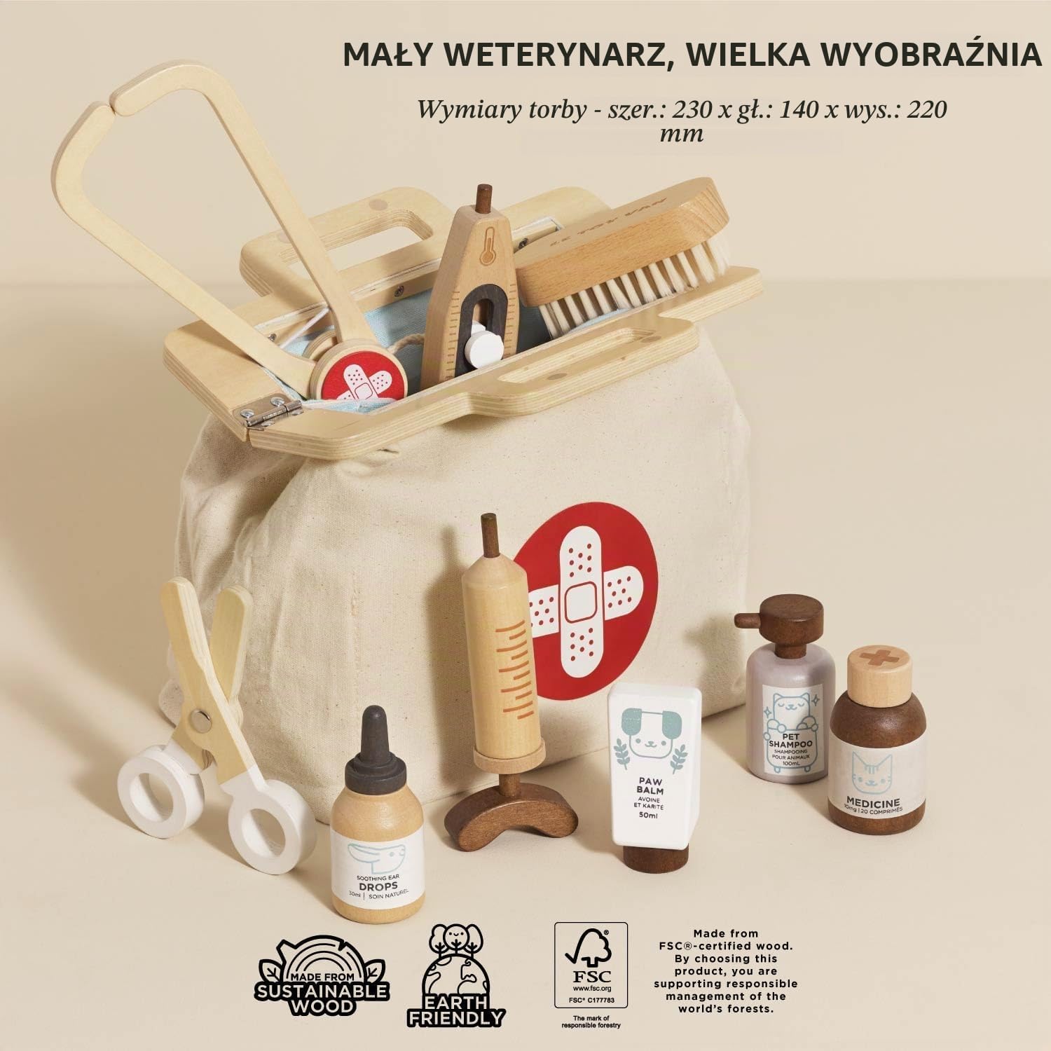 Detalle 2 de Le Toy Van TV292 – drewniana walizka weterynaryjna z akcesoriami, FSC