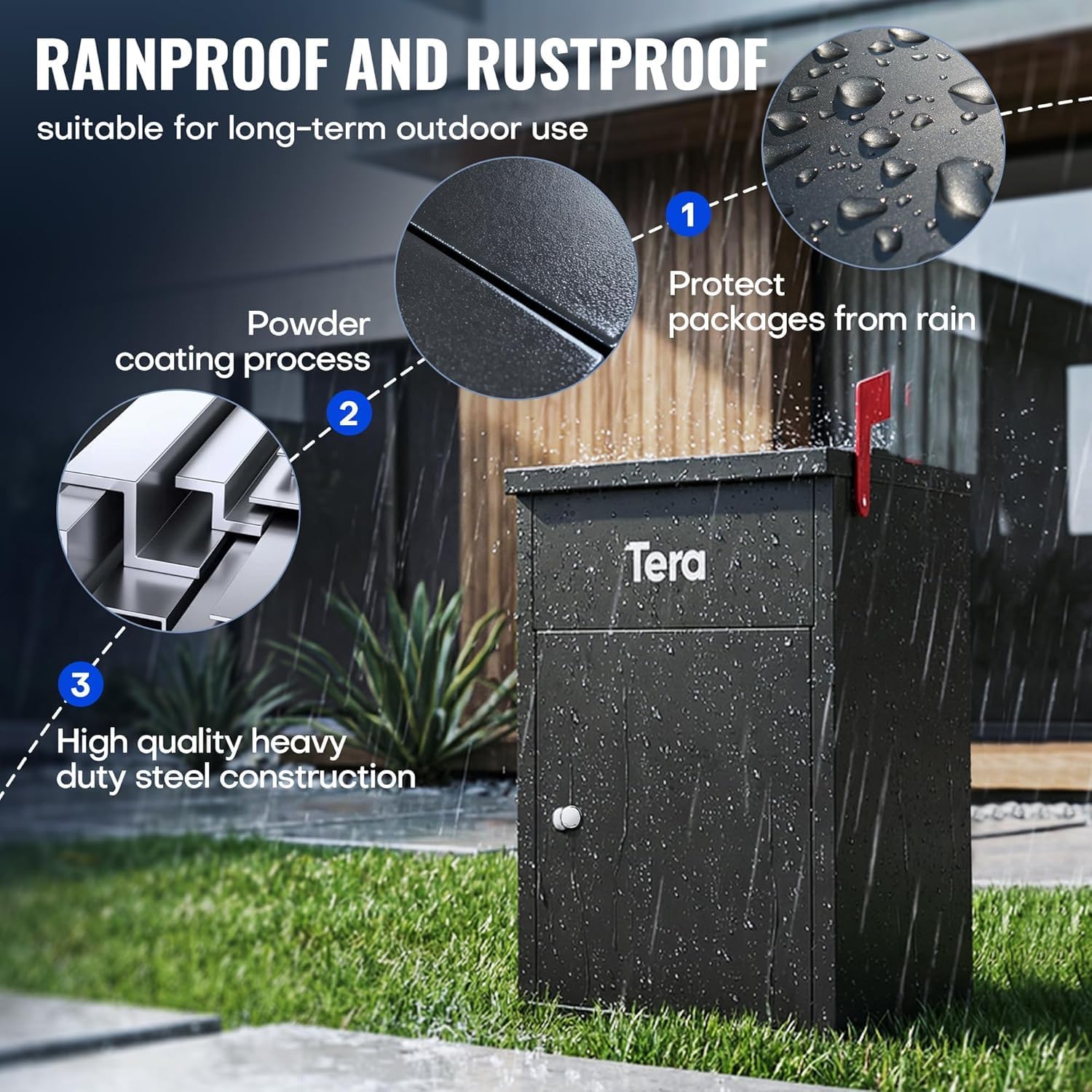 Detalle 2 de Tera PDB585_US Outdoor Package Delivery Box, 23-Inch, Key Lock