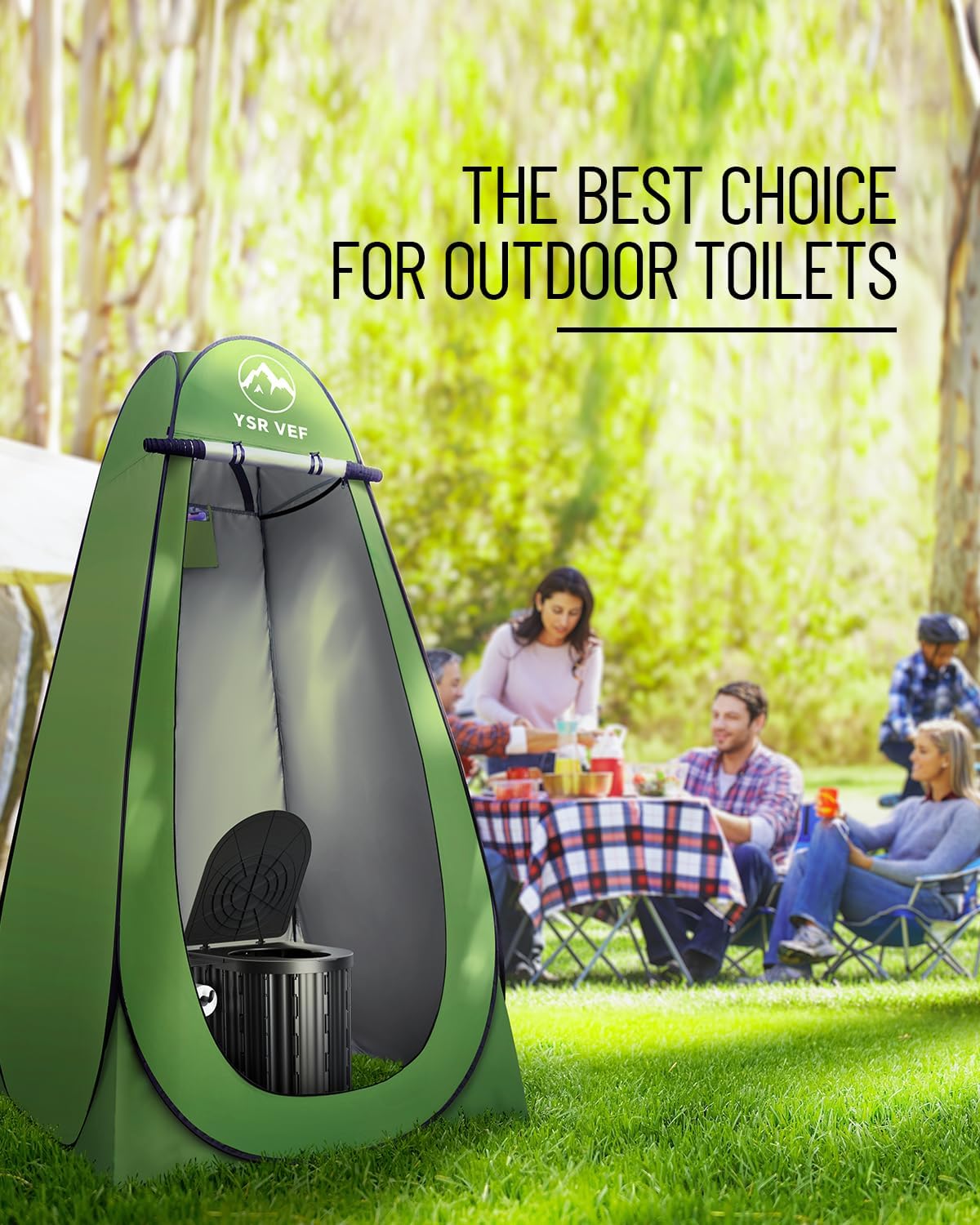 Detalle de YSR VEF Portable Camping Toilet Kit with Pop-Up Privacy Tent and Waste Gel