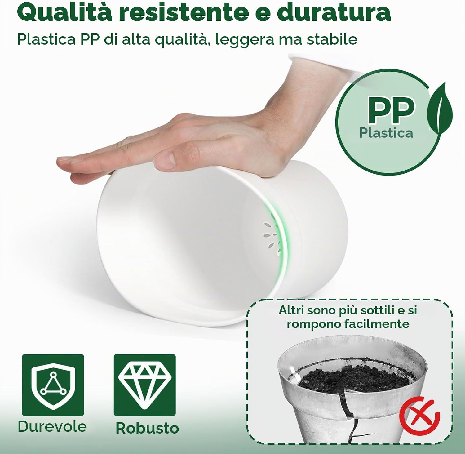 Detalle 2 de T4U Vaso da Interno 19 cm Set 6 con Sottovaso Possono Essere Utilizzati per Piante e Orchidee