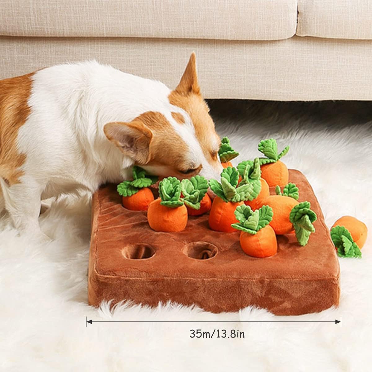 Detalle de Gatphy Carrot Snuffle Mat for Dogs – Non-Slip Interactive Plush Carrot Patch Toy
