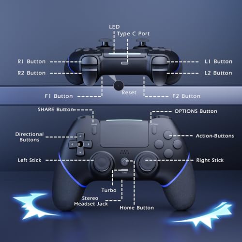 Thumbnail 8 de CHEREEKI Mando para PS4: versión 2024 con Mapeo, joystick Hall y vibración Dual