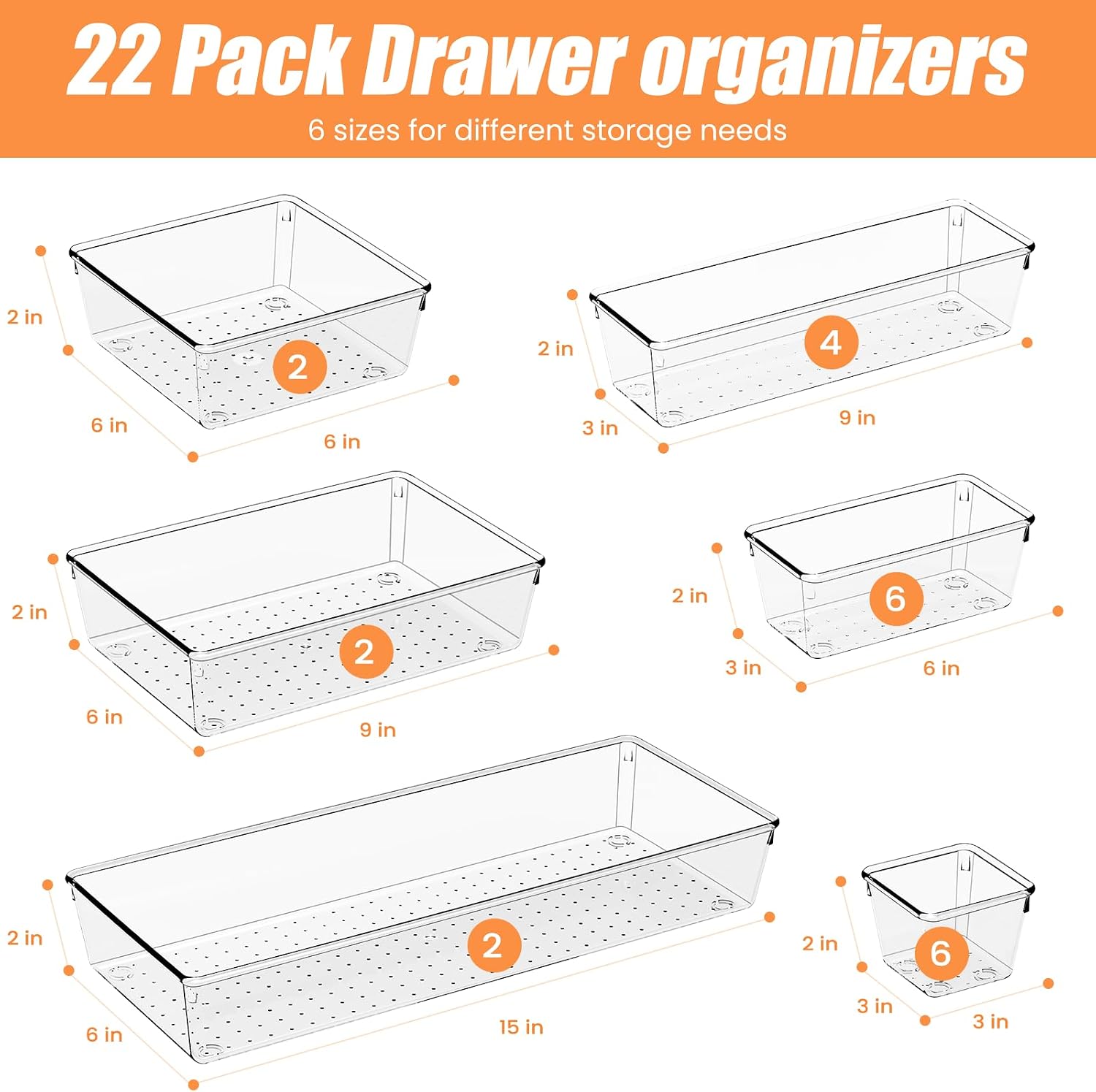 Detalle 2 de Criusia 22-Piece Acrylic Drawer Organizer bins