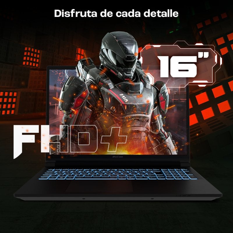 Detalle de PcCom Revolt 5060: portátil gaming con i7-14650HX, RTX 5060 y pantalla 16" 165 Hz