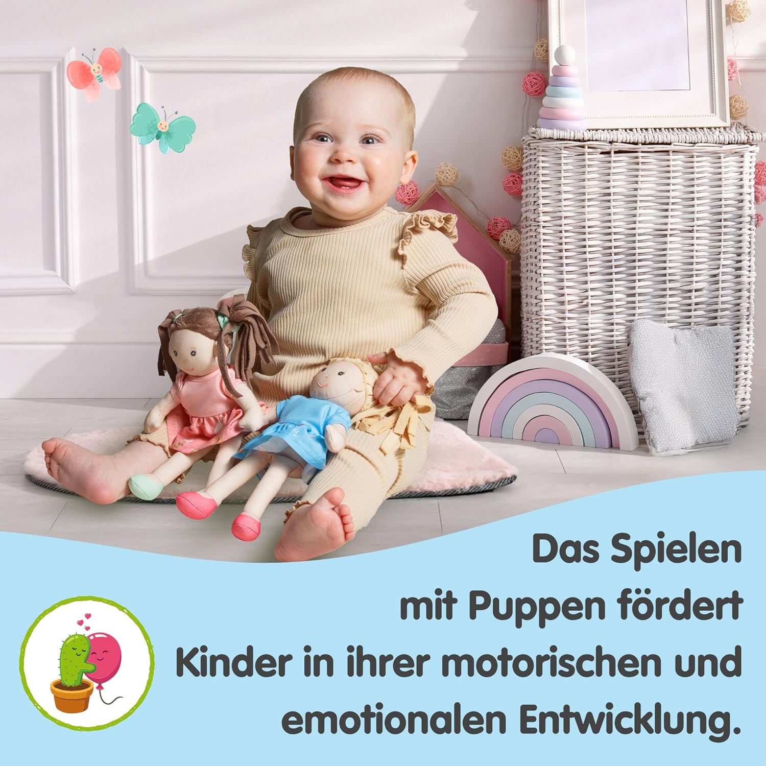 Thumbnail 4 de Heless 506 Stoffpuppe Mädchen Rosa, ca. 22 cm – zum An- und Ausziehen mit Kleid