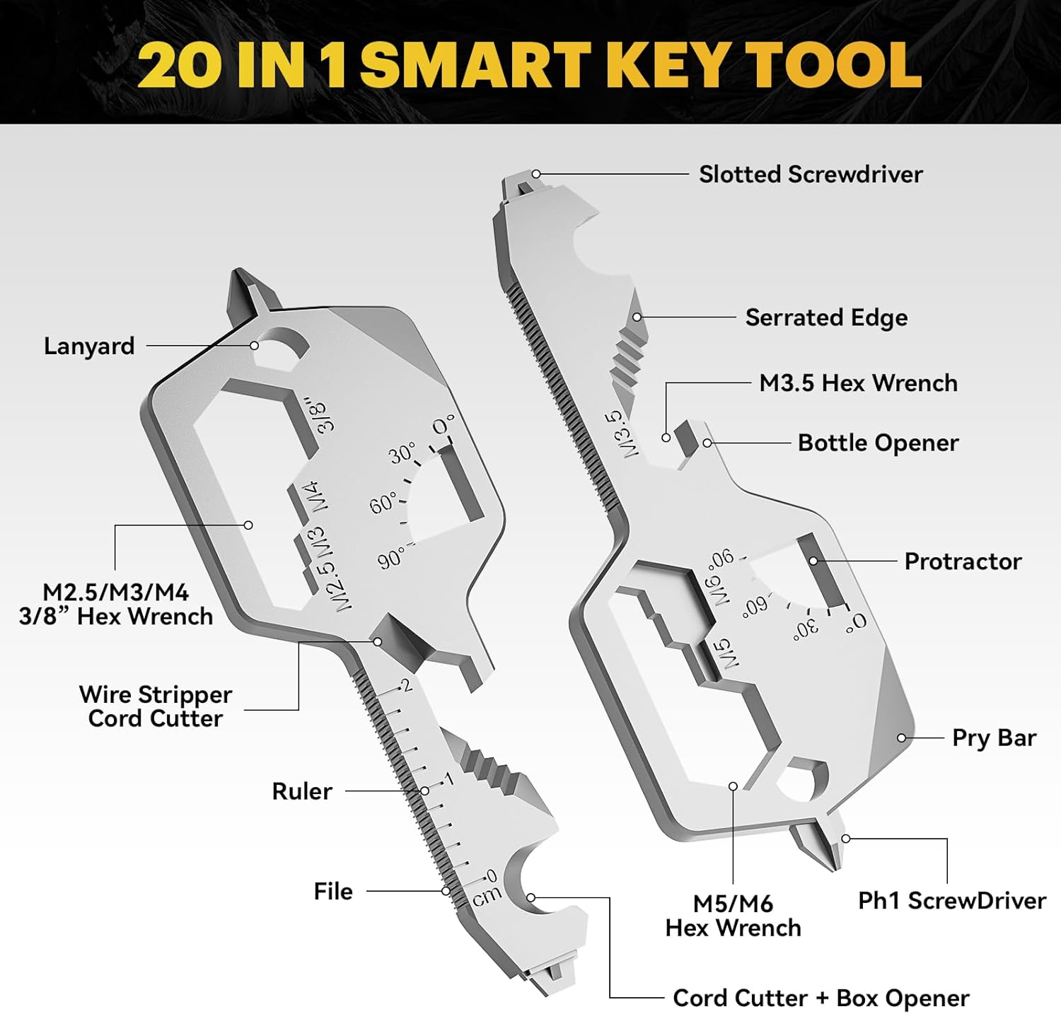 Thumbnail 2 de Key Shaped Pocket Multitool 20-in-1 keychain