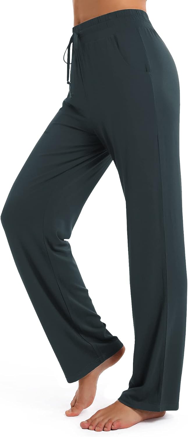 Detalle de Urban CoCo Women’s Straight Leg Long Pants with Elastic High Waist Drawstring and Deep Pockets