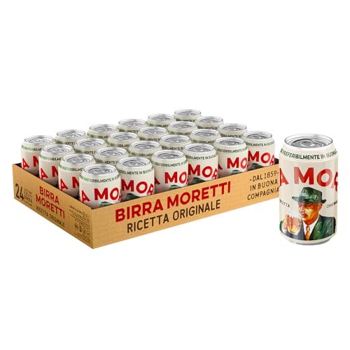 Birra Moretti Ricetta Originale in 24 lattine da 33 cl – Lager a bassa fermentazione, gusto delicato ed equilibrato