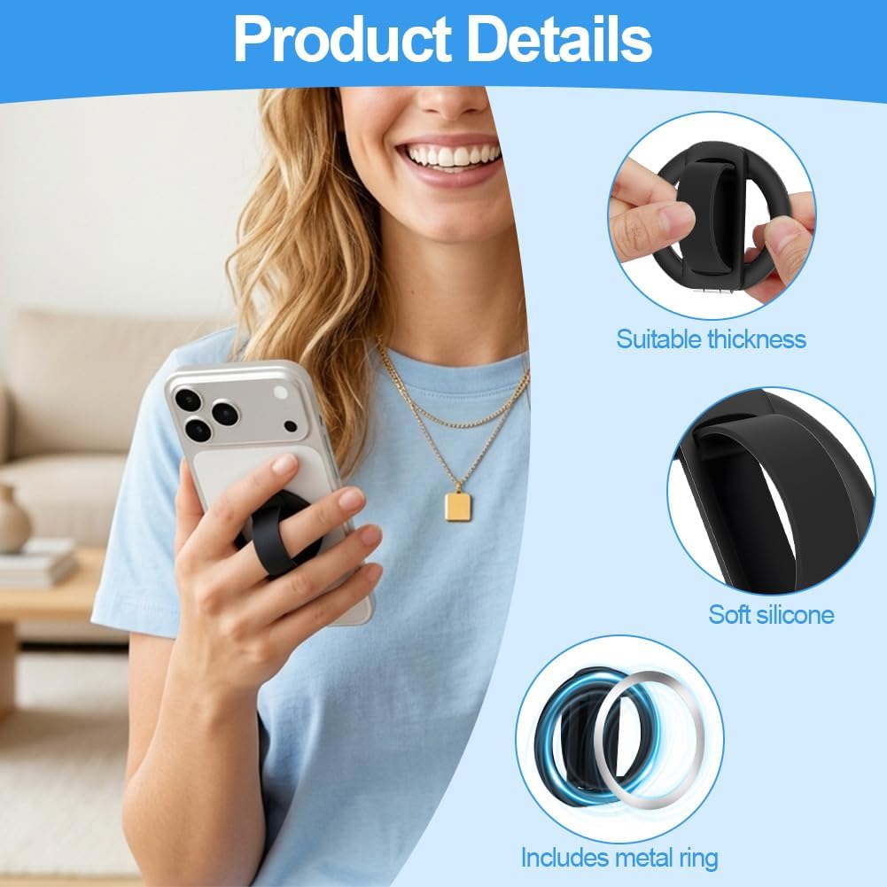 Thumbnail 2 de OFFCUP 6365712 Magnetic Ring Holder for MagSafe, Slim Black Grip and Stand