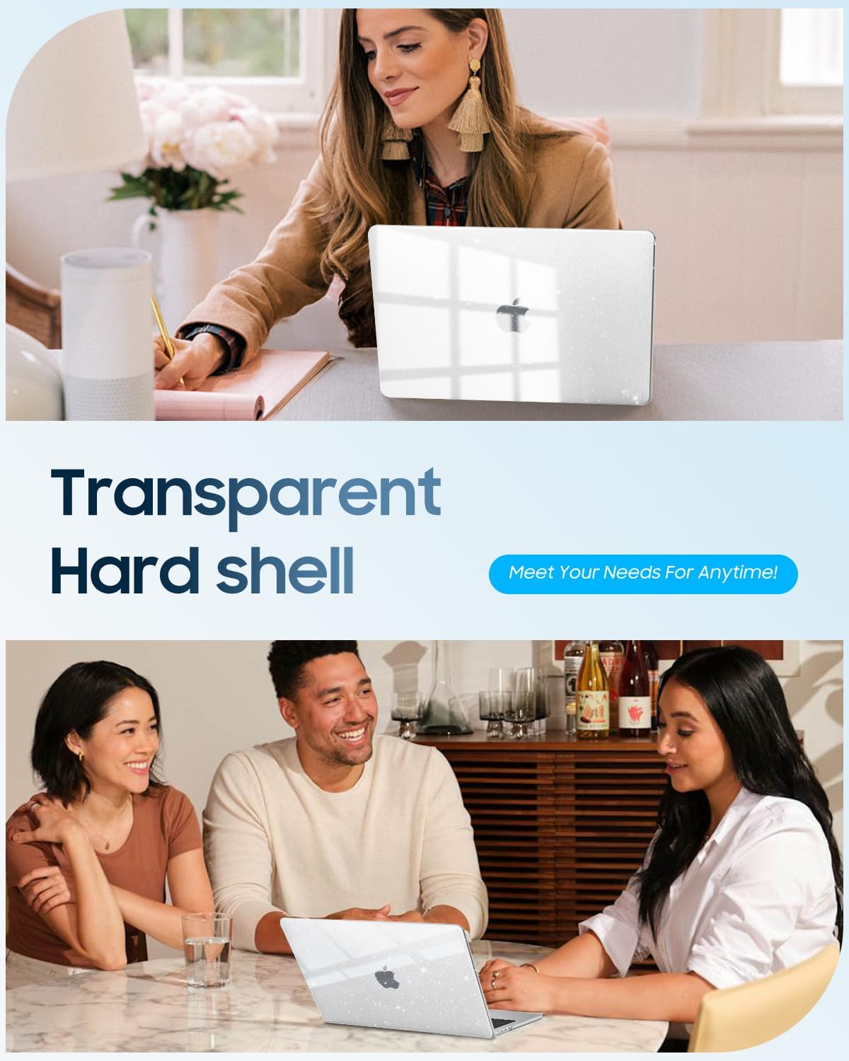 Thumbnail 5 de Fintie Hülle MacBook Air 13.6 Zoll Transparent Glitzer