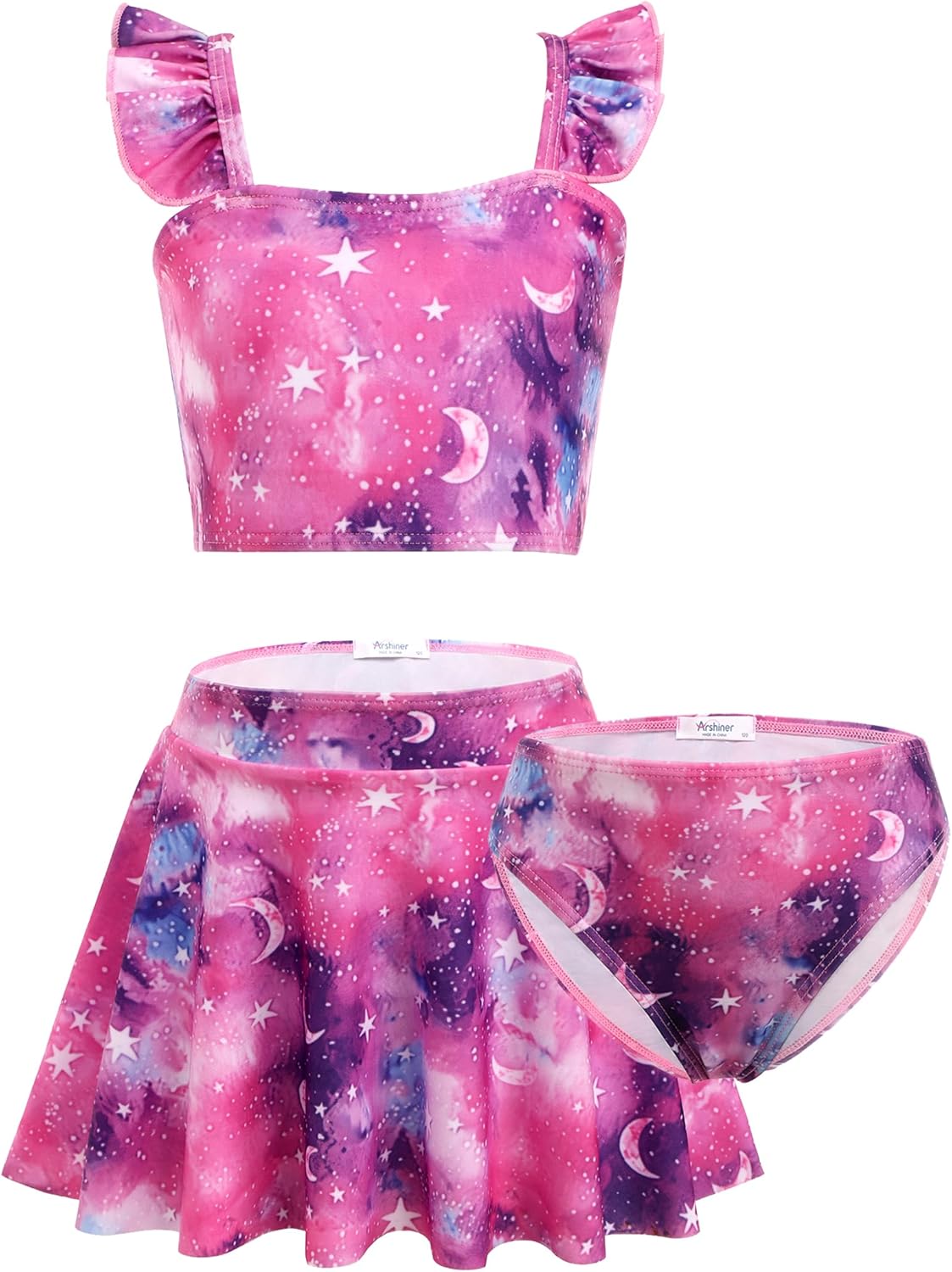 Thumbnail 4 de Arshiner Ensemble Bikini 3 Pièces pour Filles — Maillot Sirène à Volants avec Jupe (5–12 ans)
