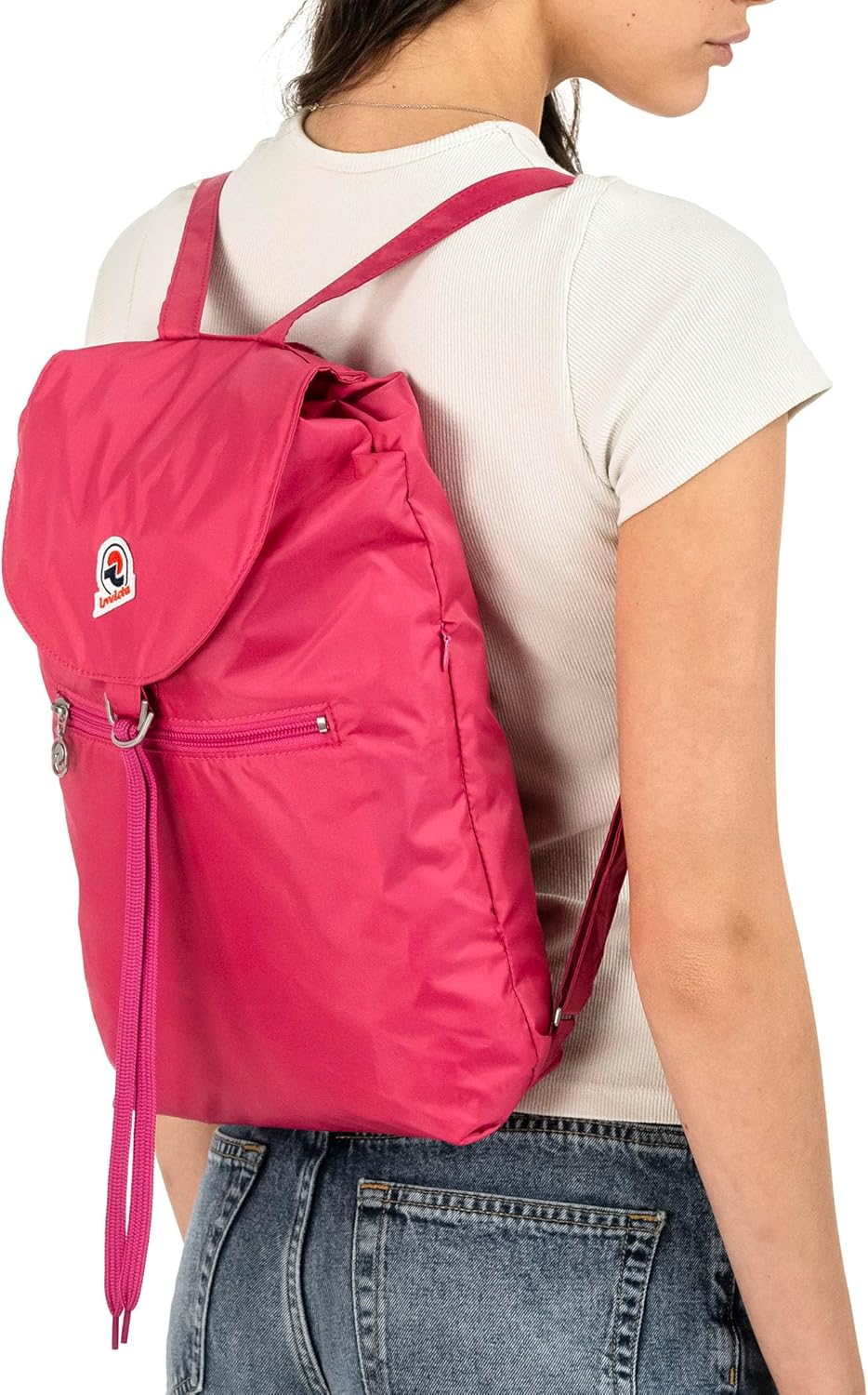 Detalle 2 de Invicta Mochila MINISAC GLOSSY Rosa 🎒 Ligera y Plegable