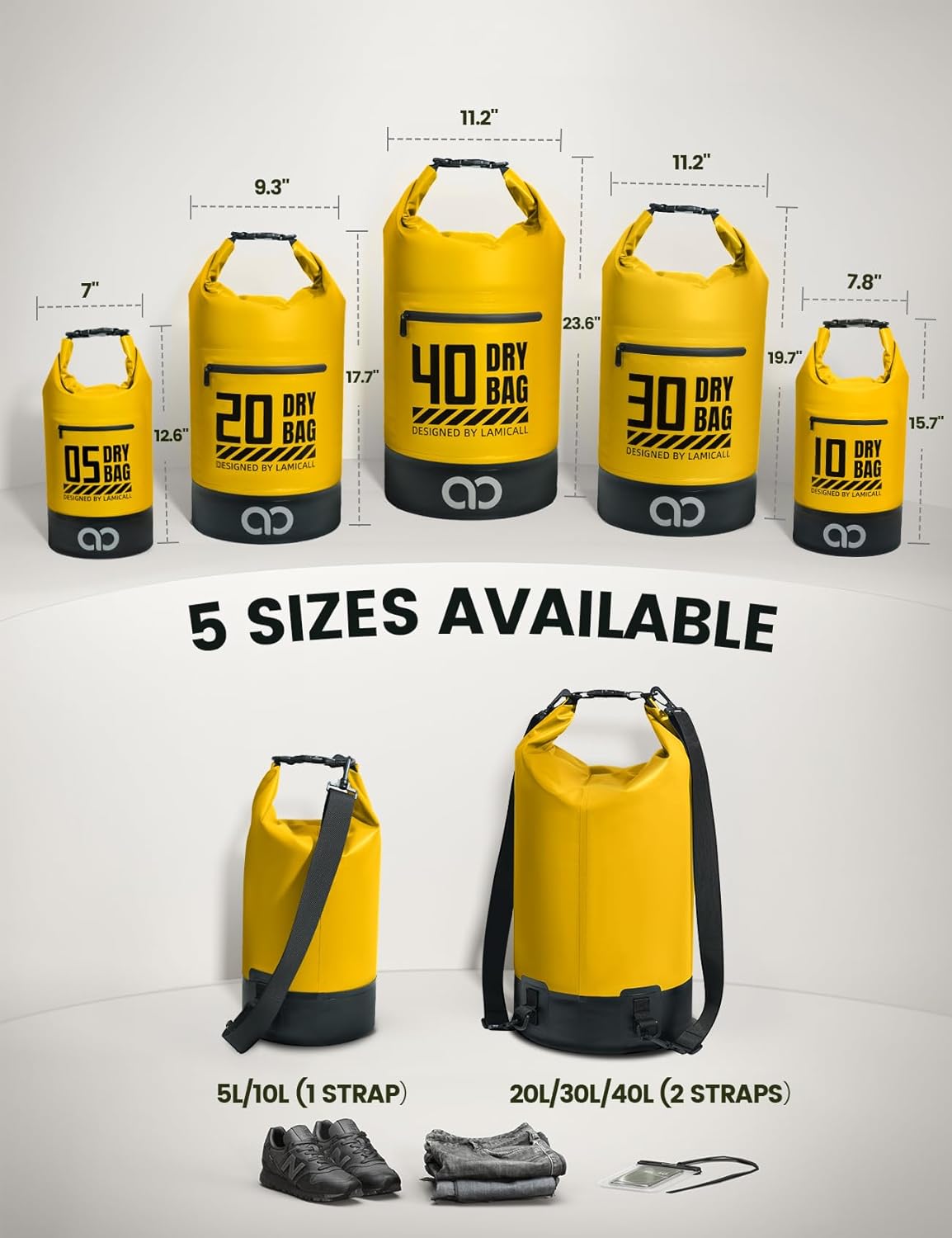 Detalle 2 de Lamicall Dry Bag 20L Waterproof Backpack with Free IPX8 Phone Pouch