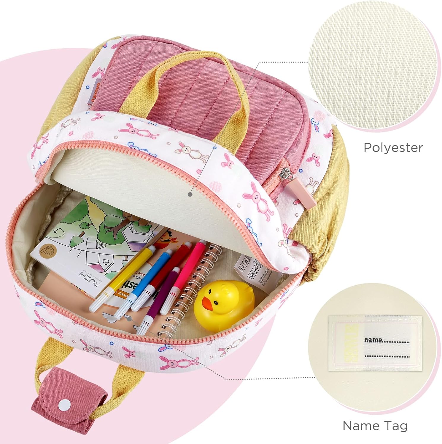 Thumbnail 2 de GAGAKU Toddler Backpack for Girls – Rabbit Print Mini Nursery Backpack
